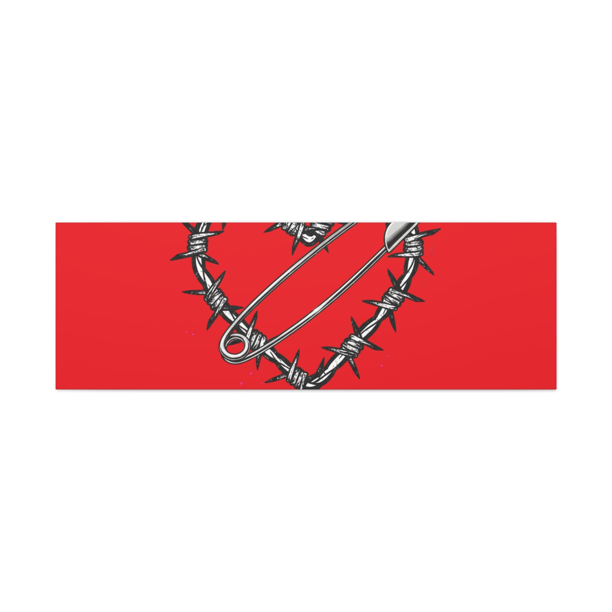 Stay Sharp Barbed Wire Heart Canvas | safety pin art, punk motif