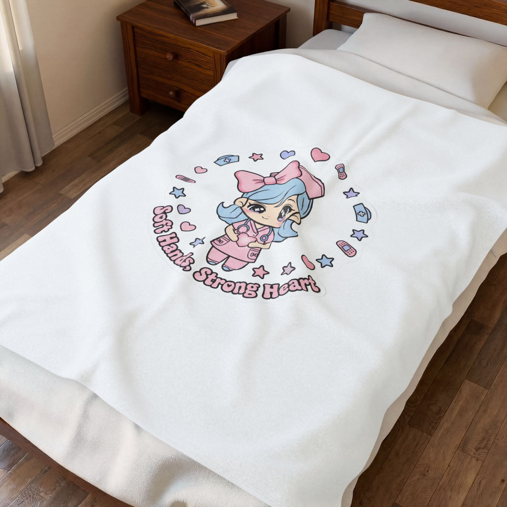 Soft Hands Strong Heart Nurse Blanket | pastel kawaii medical, coquette nurse graphic