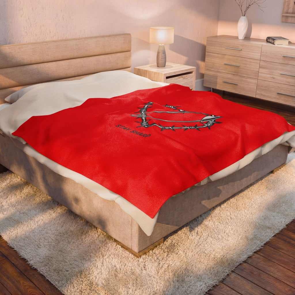 Barbed Wire Heart with Safety Pin Blanket | punk motif, grunge symbol design