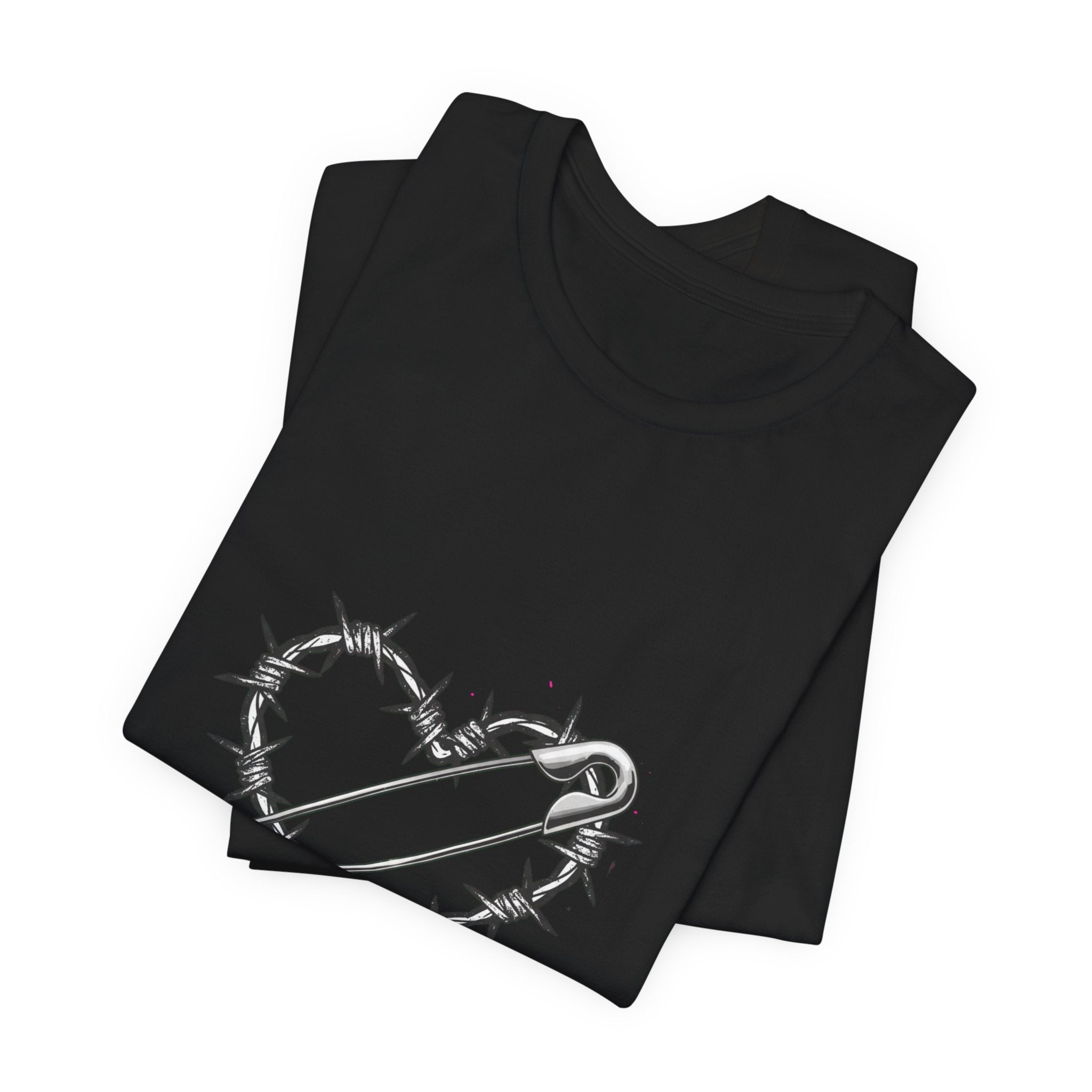 Barbed Wire Heart T-Shirt | safety pin art, punk motif
