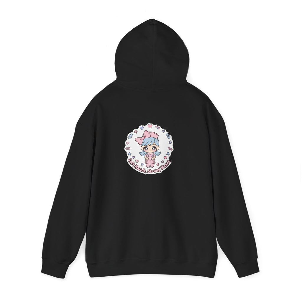 Cute Nurse Graphic Hoodie | pastel coquette medical design, kawaii nurse merch