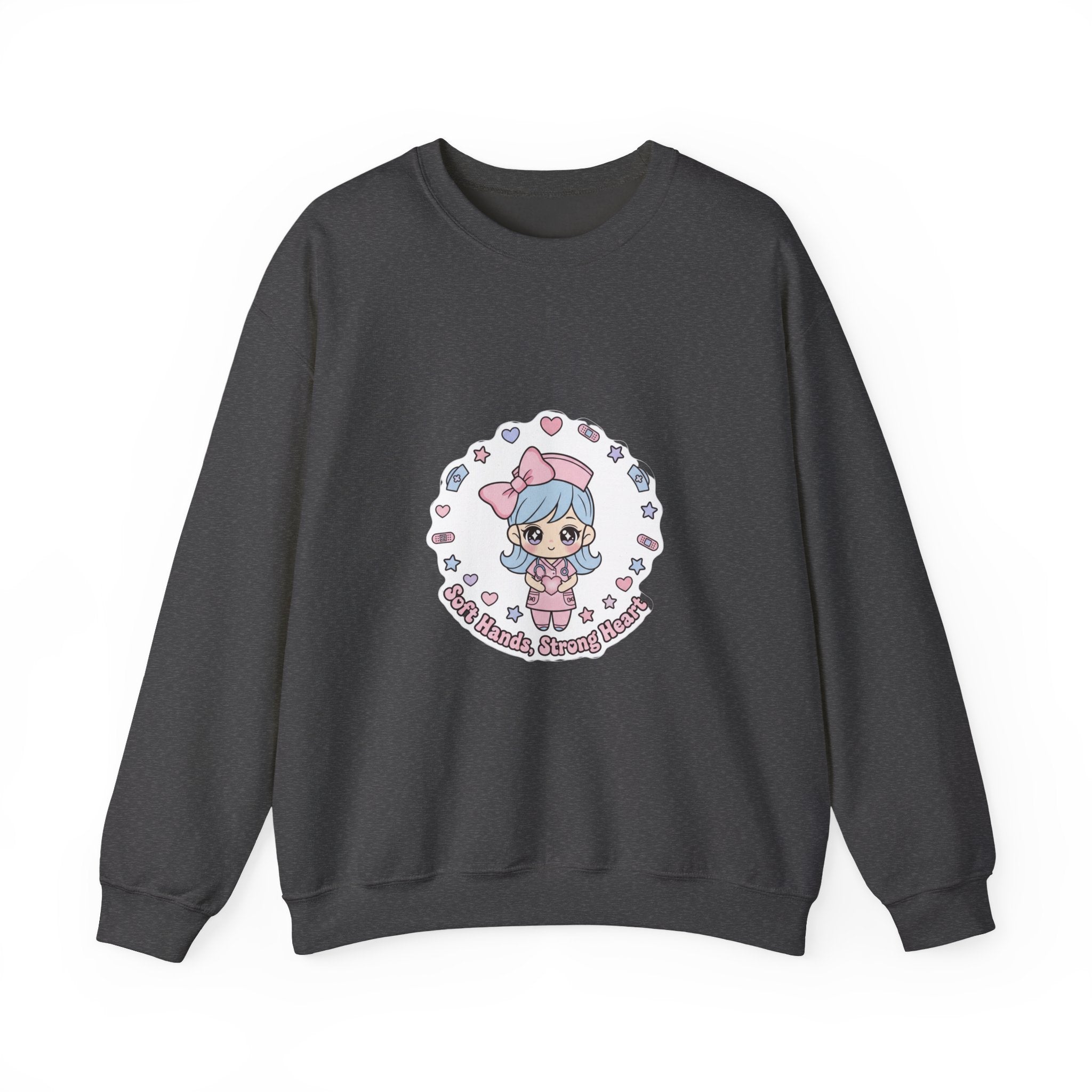 Cute Nurse Kawaii Crewneck Sweatshirt | Pastel Coquette Medical, Puff-Print