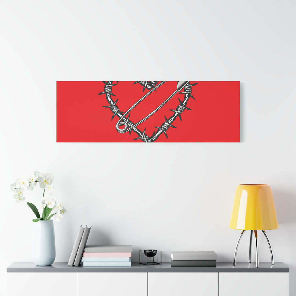 Stay Sharp Barbed Wire Heart Canvas | safety pin art, punk motif