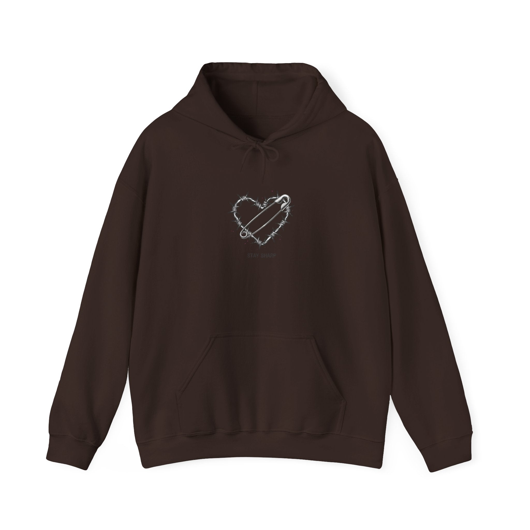 Barbed Wire Heart Hoodie | punk motif, safety pin art