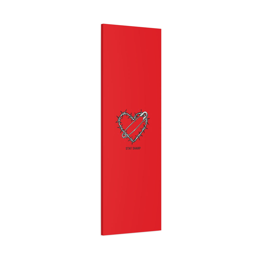 Stay Sharp Barbed Wire Heart Canvas | safety pin art, punk motif