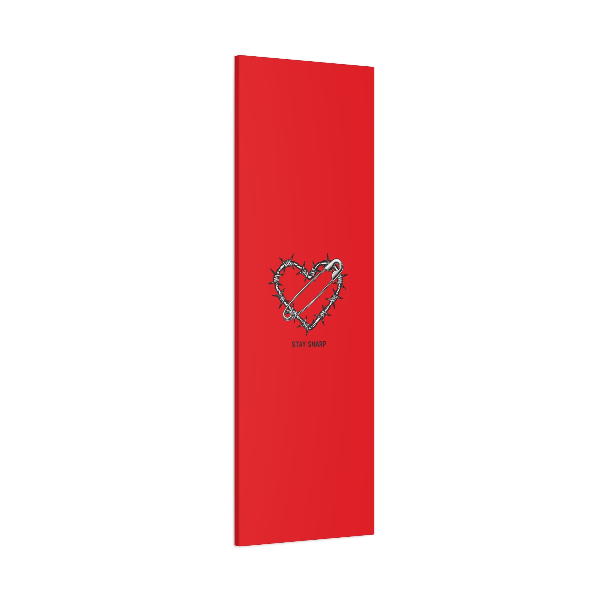Stay Sharp Barbed Wire Heart Canvas | safety pin art, punk motif