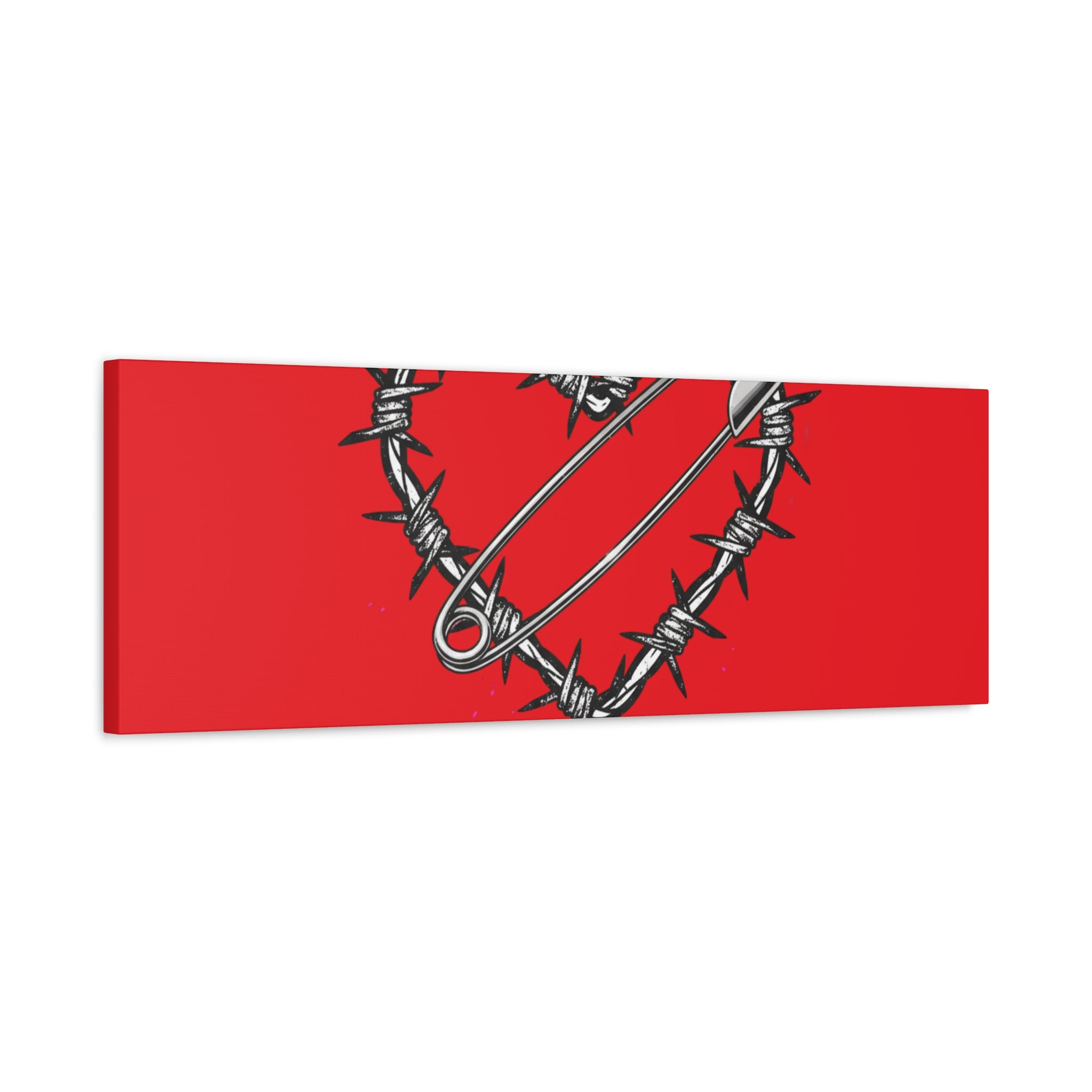 Stay Sharp Barbed Wire Heart Canvas | safety pin art, punk motif