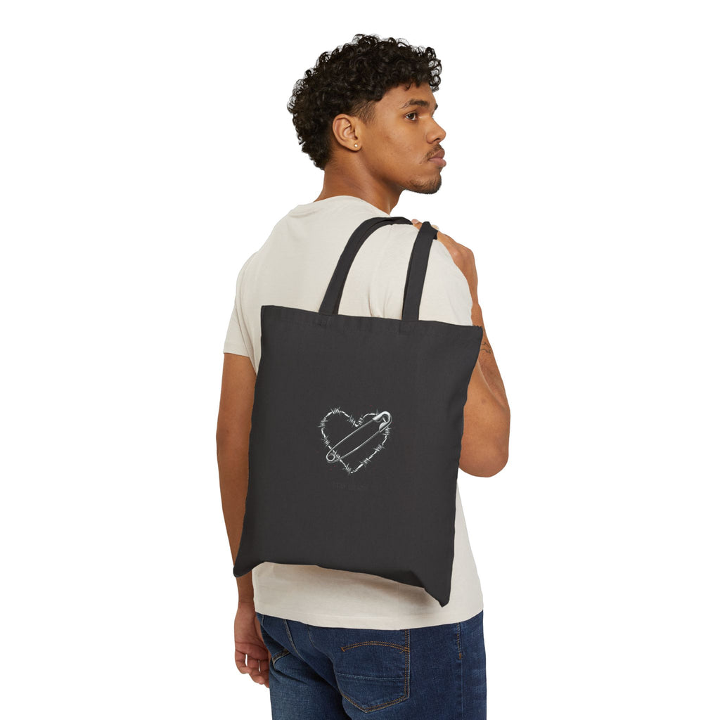 Barbed Wire Heart Tote | safety pin art, punk motif