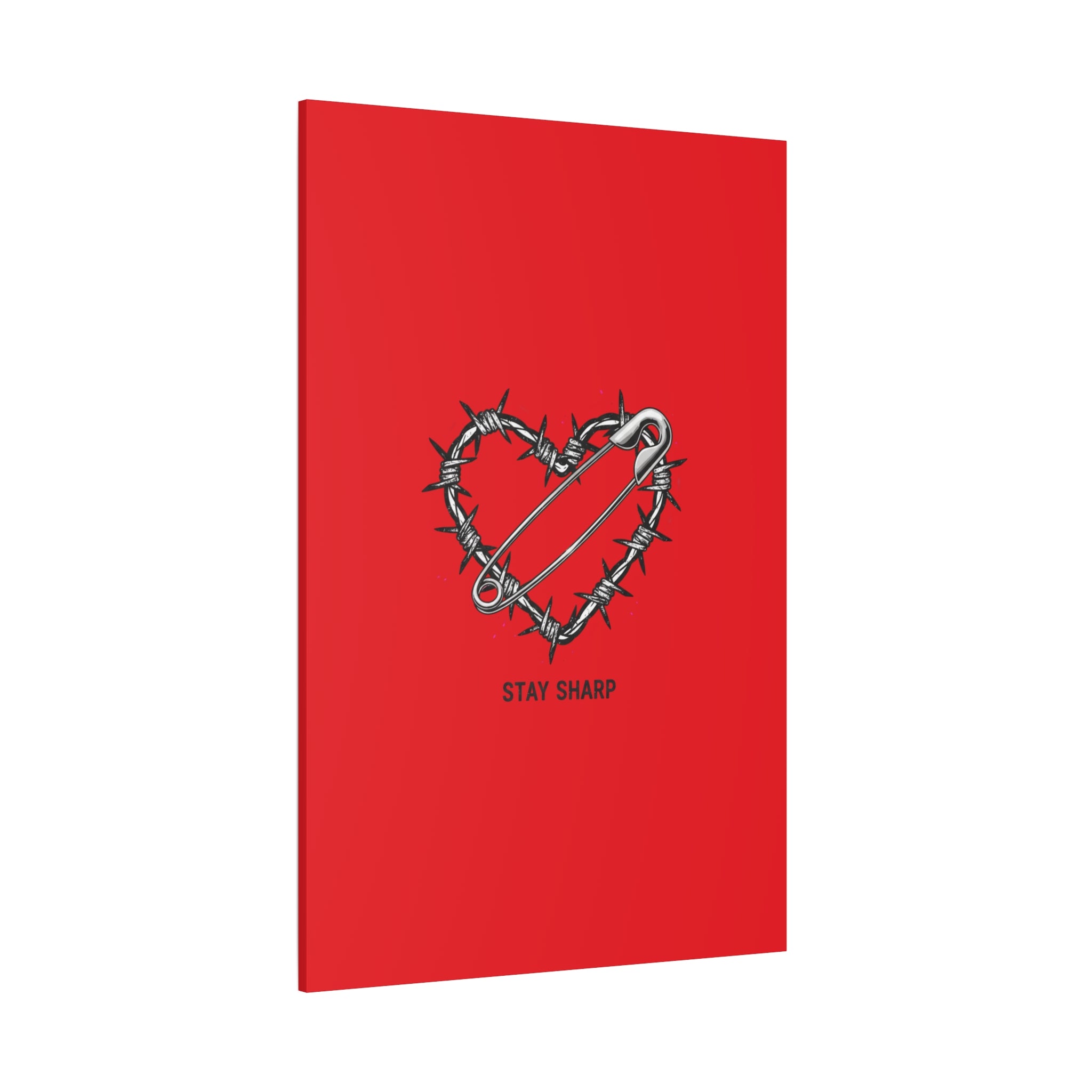 Stay Sharp Barbed Wire Heart Canvas | safety pin art, punk motif