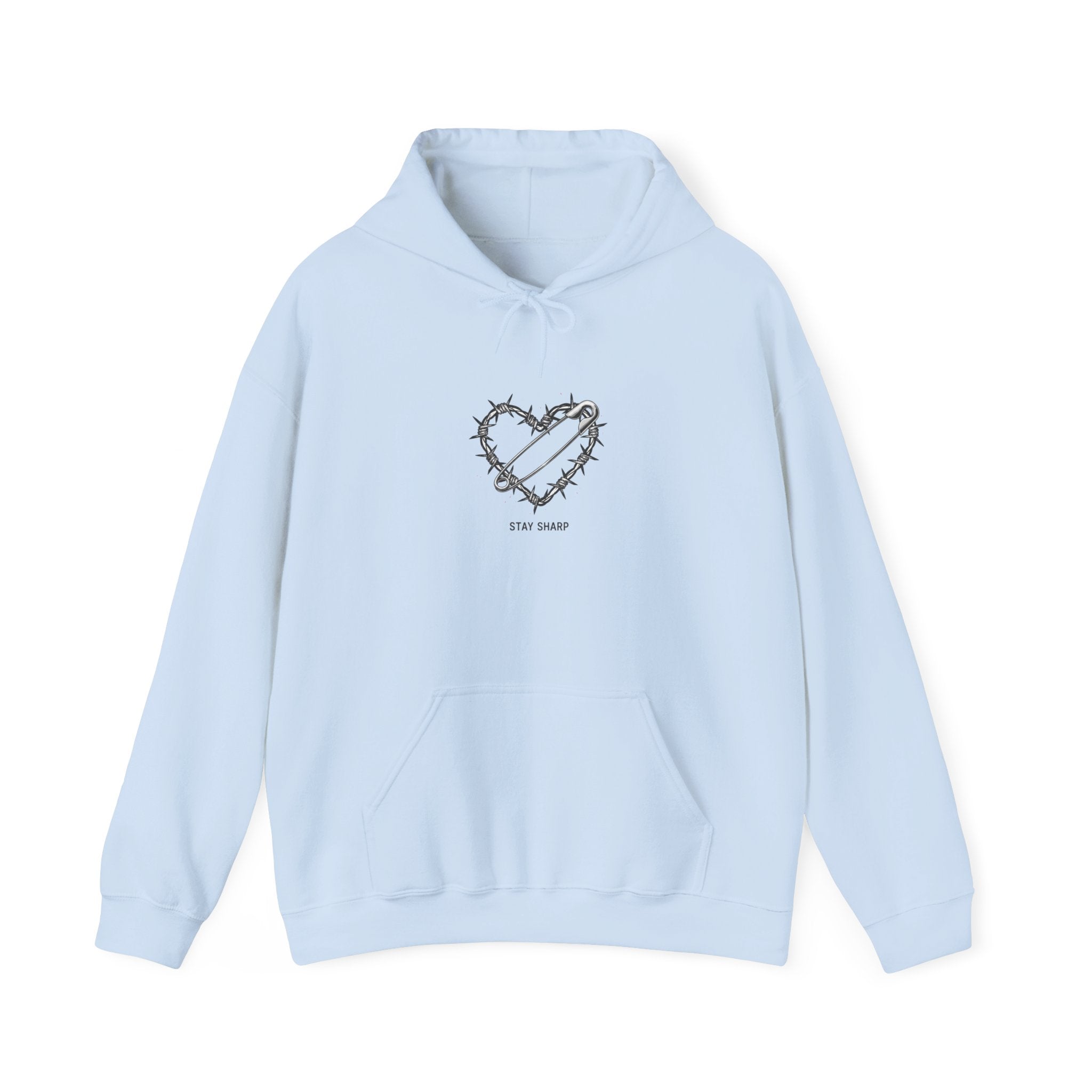 Barbed Wire Heart Hoodie | punk motif, safety pin art