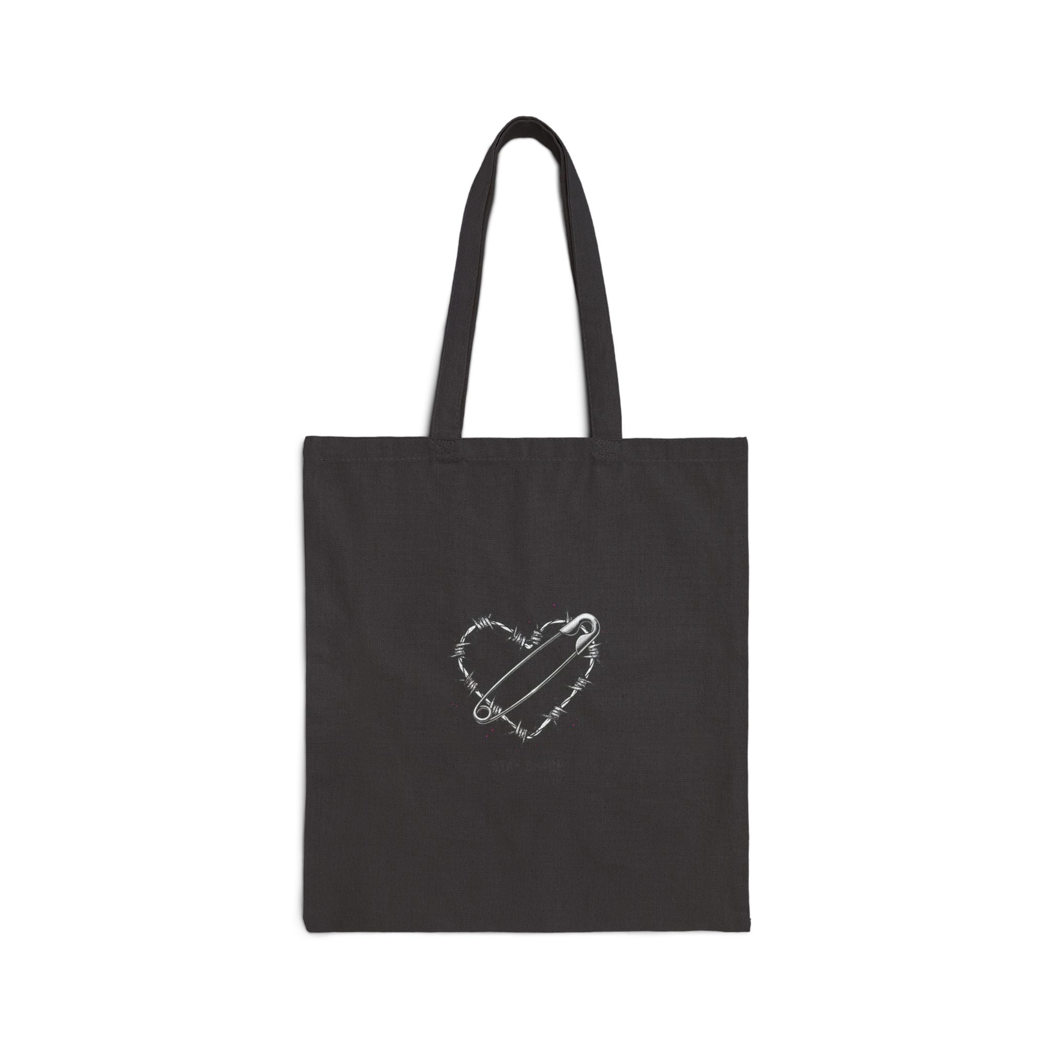 Barbed Wire Heart Tote | safety pin art, punk motif