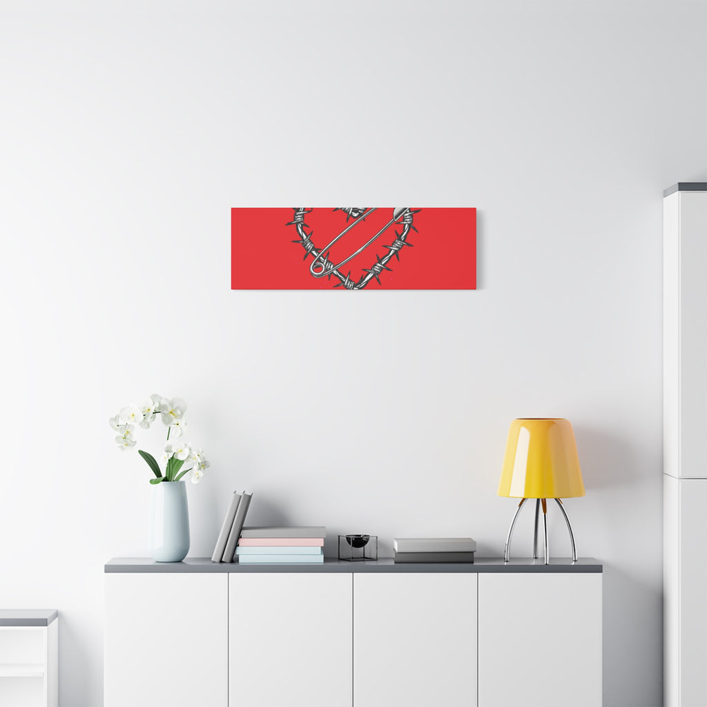 Stay Sharp Barbed Wire Heart Canvas | safety pin art, punk motif