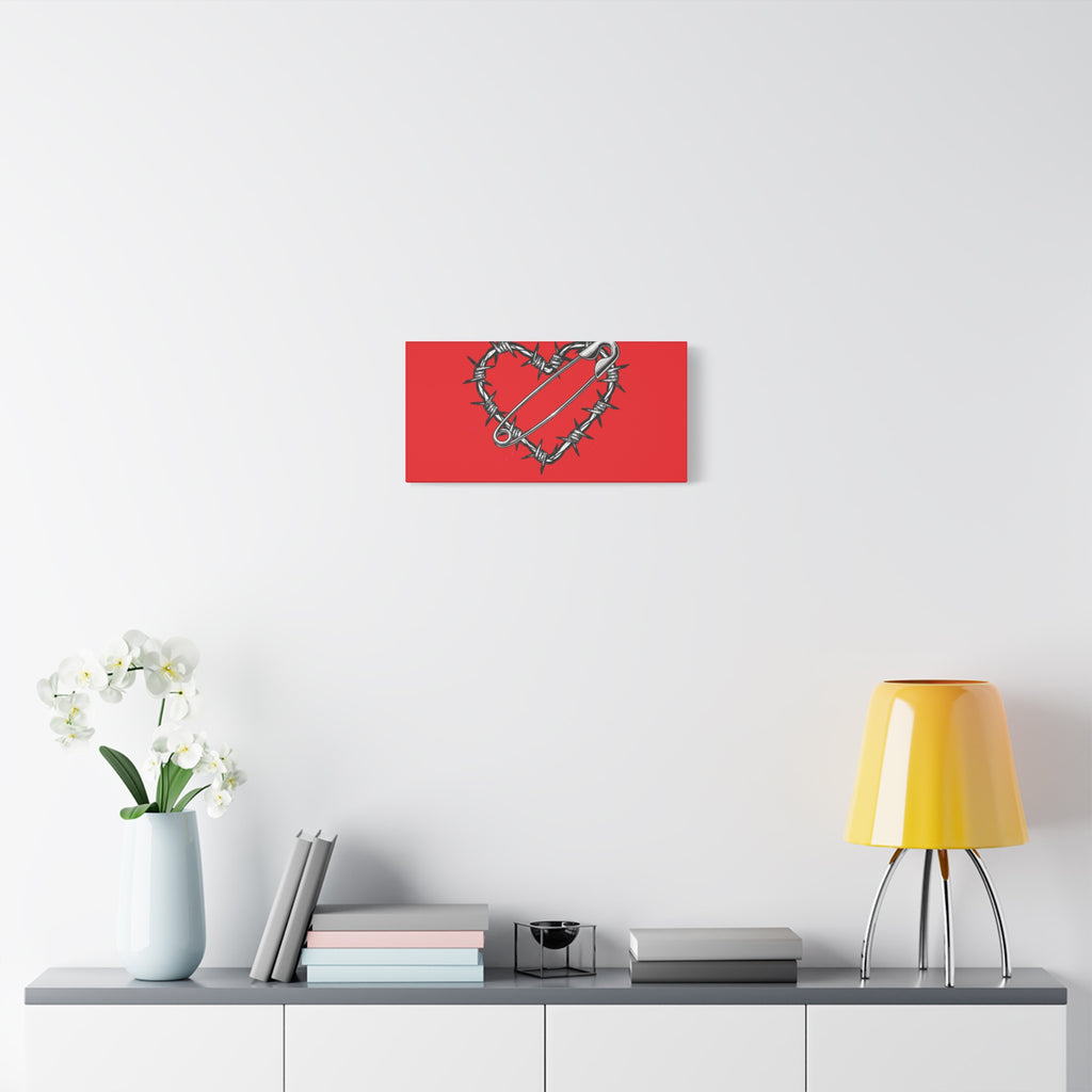 Stay Sharp Barbed Wire Heart Canvas | safety pin art, punk motif