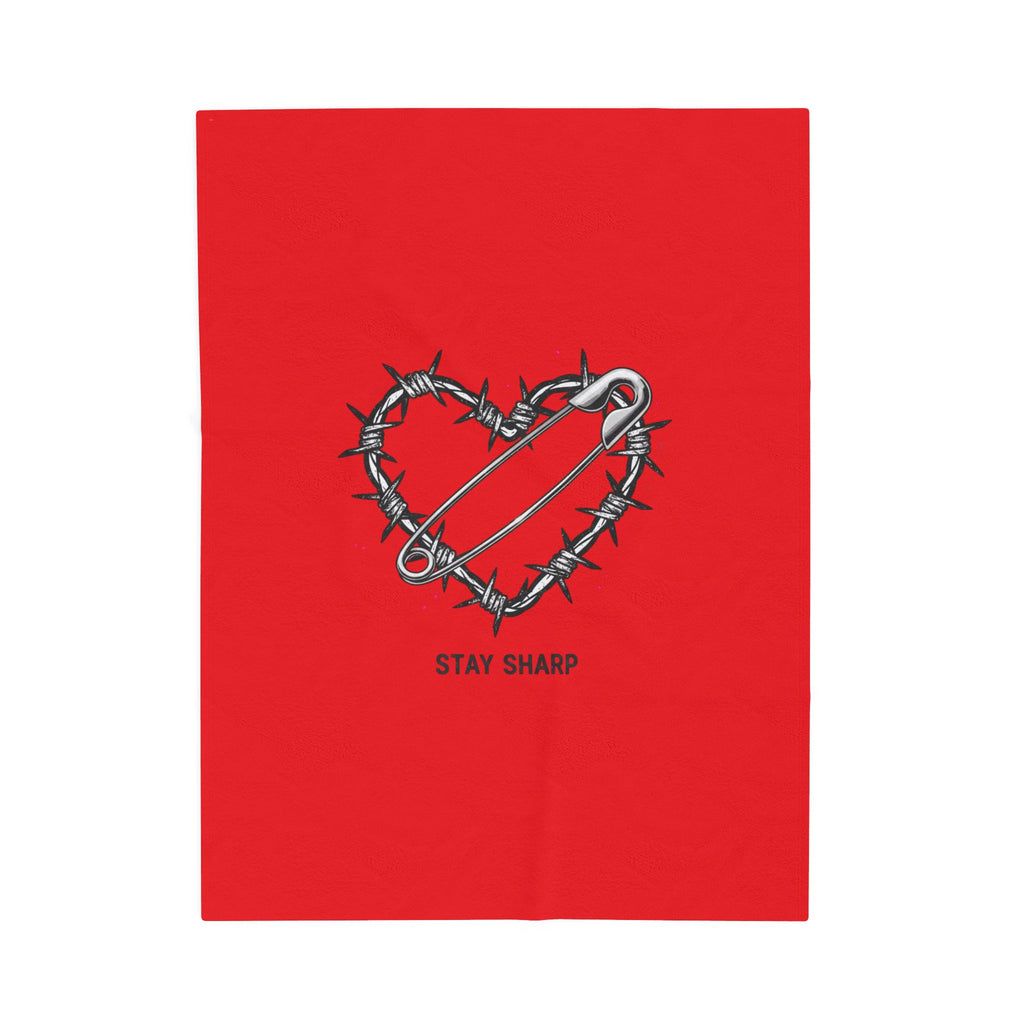 Barbed Wire Heart with Safety Pin Blanket | punk motif, grunge symbol design