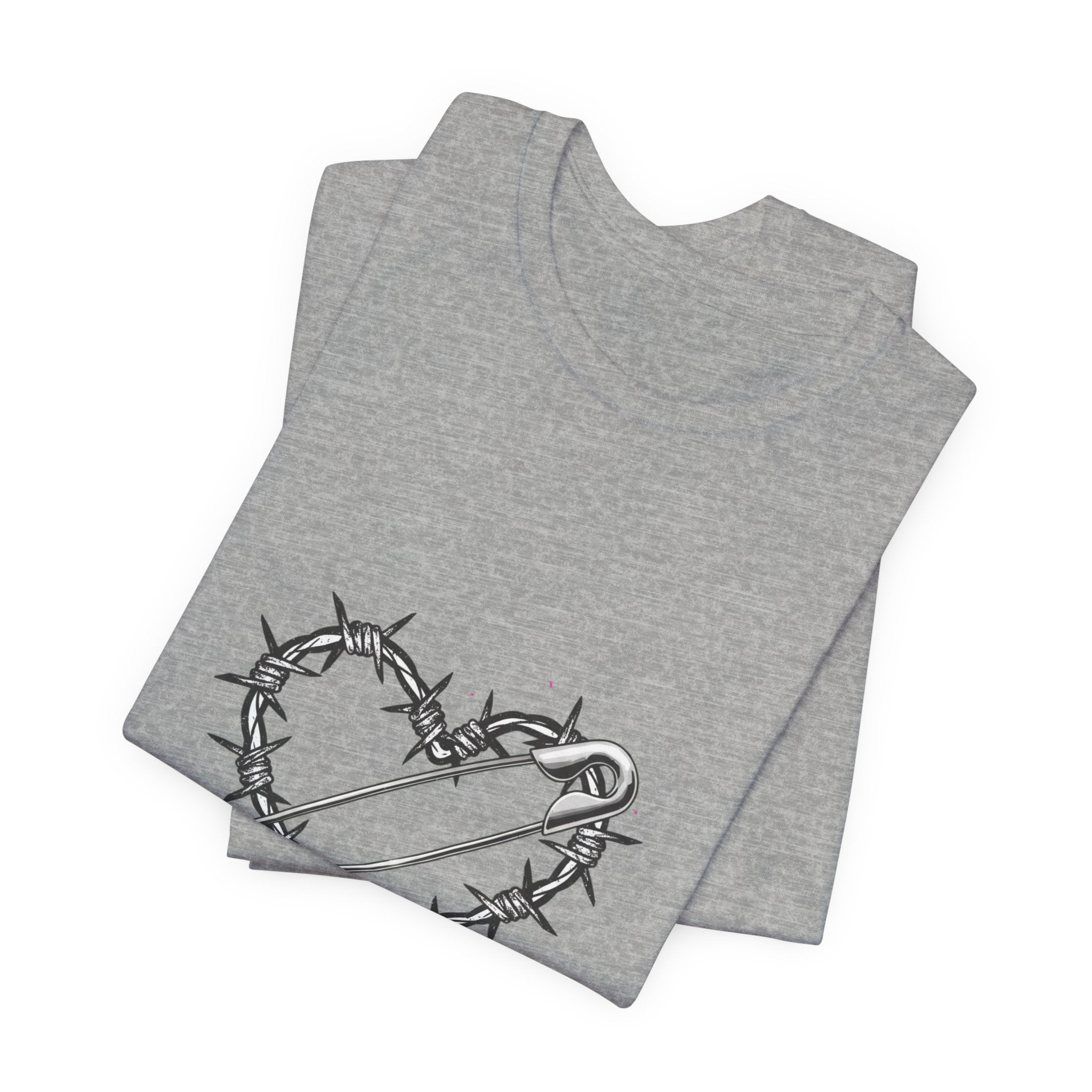 Barbed Wire Heart T-Shirt | safety pin art, punk motif