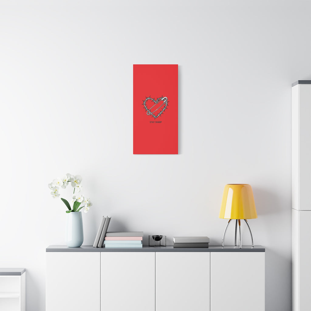 Stay Sharp Barbed Wire Heart Canvas | safety pin art, punk motif