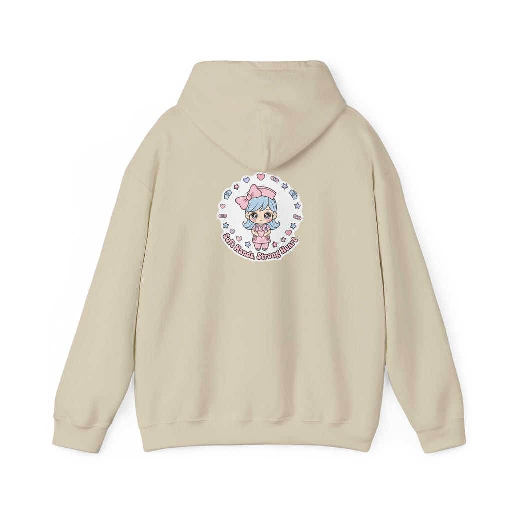 Cute Nurse Graphic Hoodie | pastel coquette medical design, kawaii nurse merch