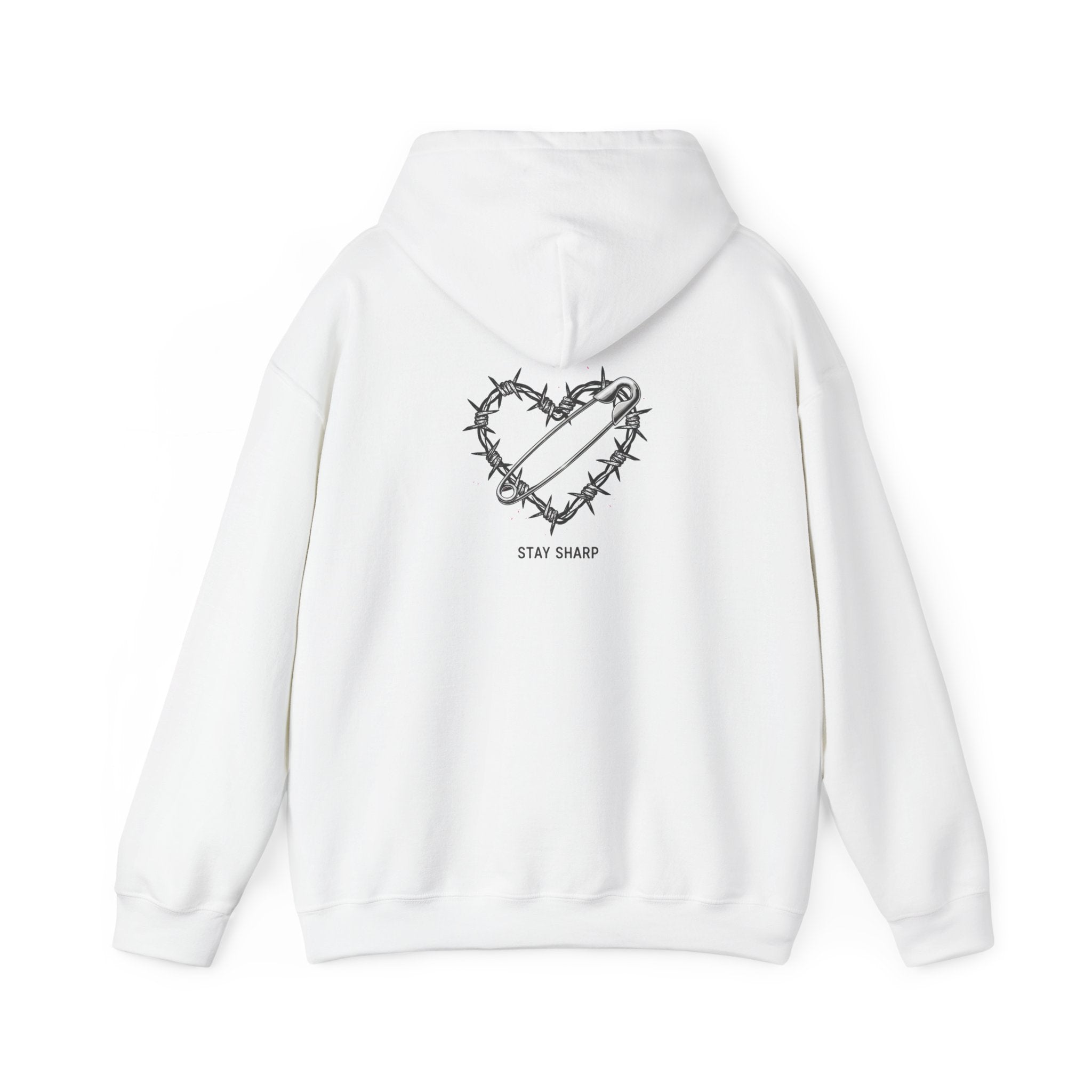 Barbed Wire Heart Hoodie | punk motif, safety pin art