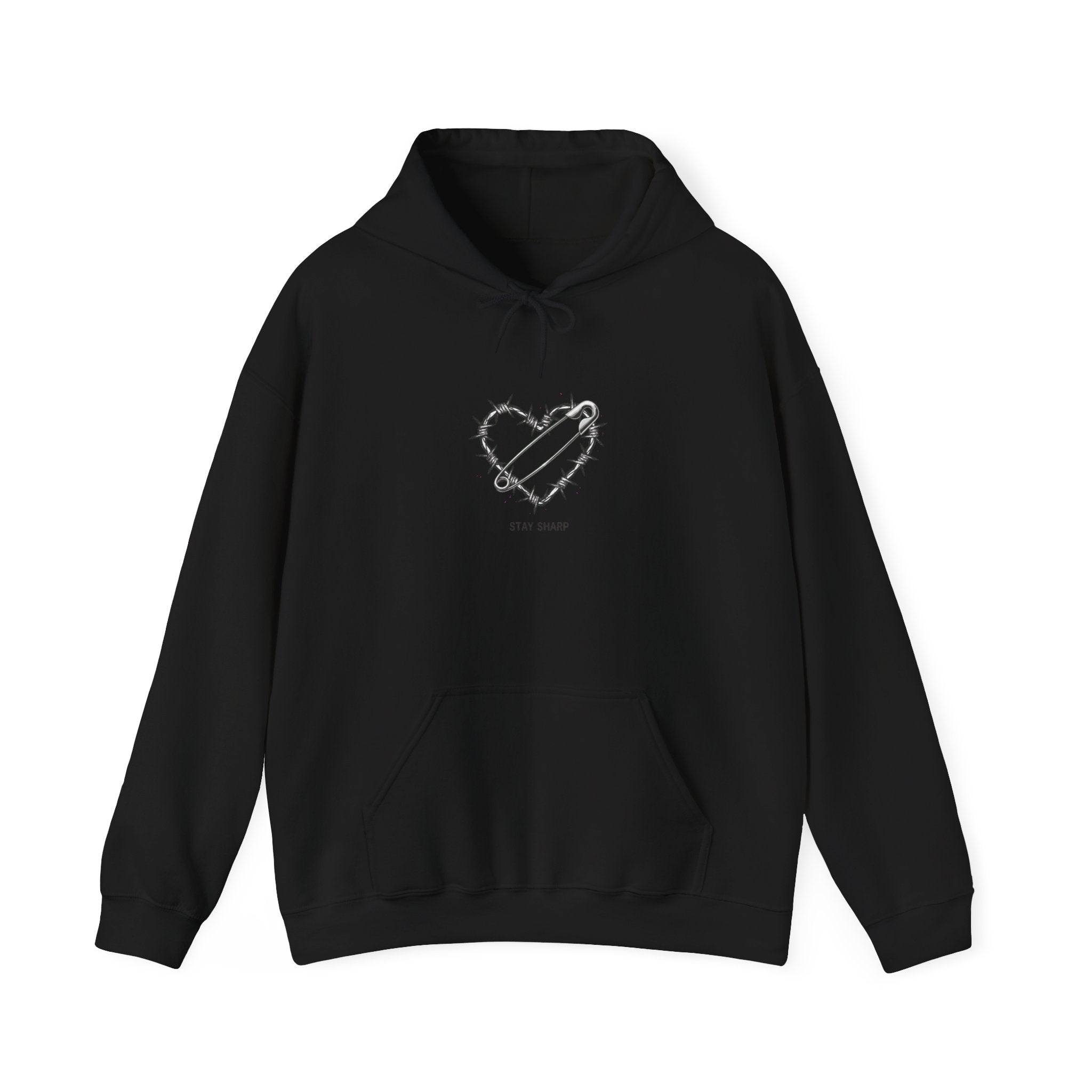 Barbed Wire Heart Hoodie | punk motif, safety pin art