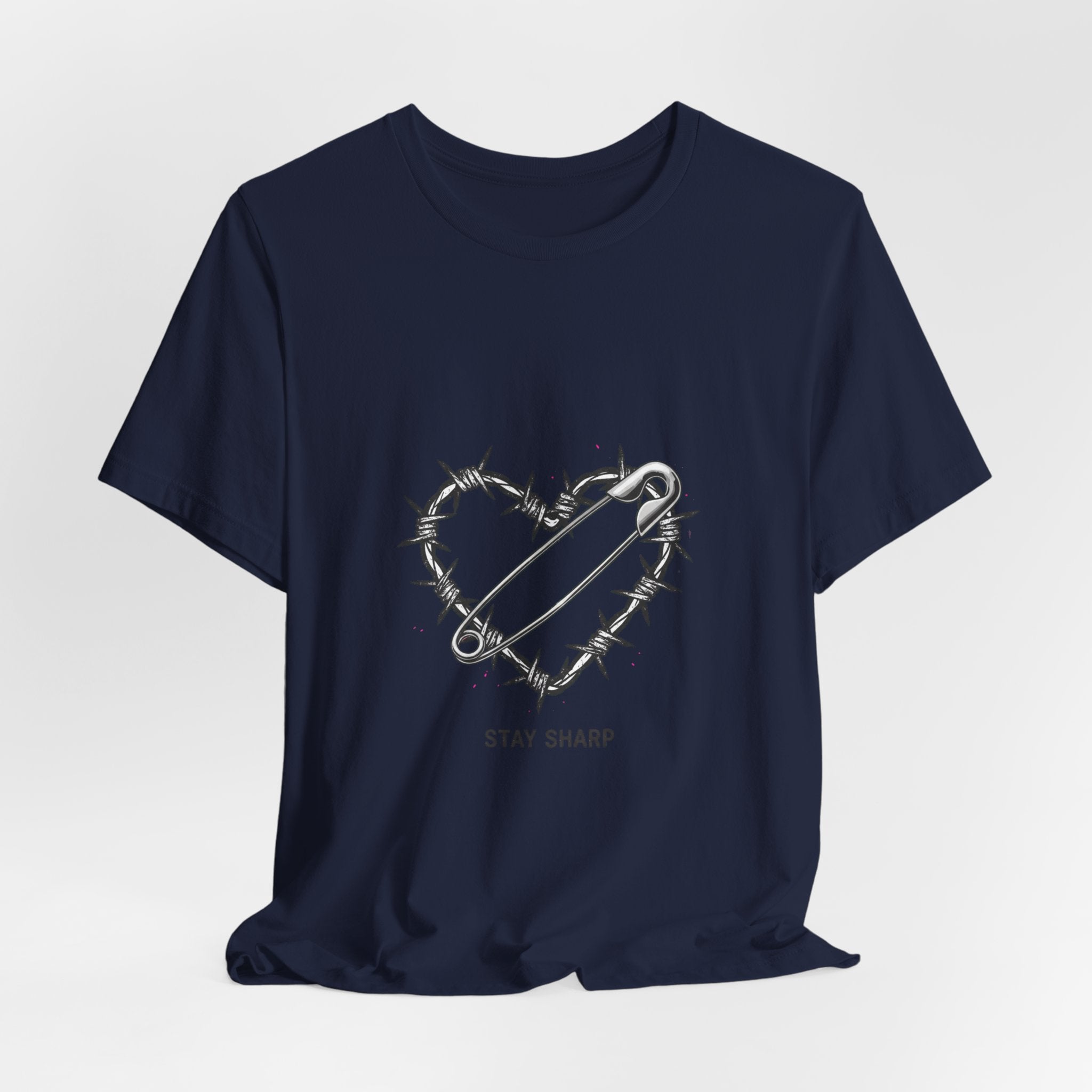 Barbed Wire Heart T-Shirt | safety pin art, punk motif