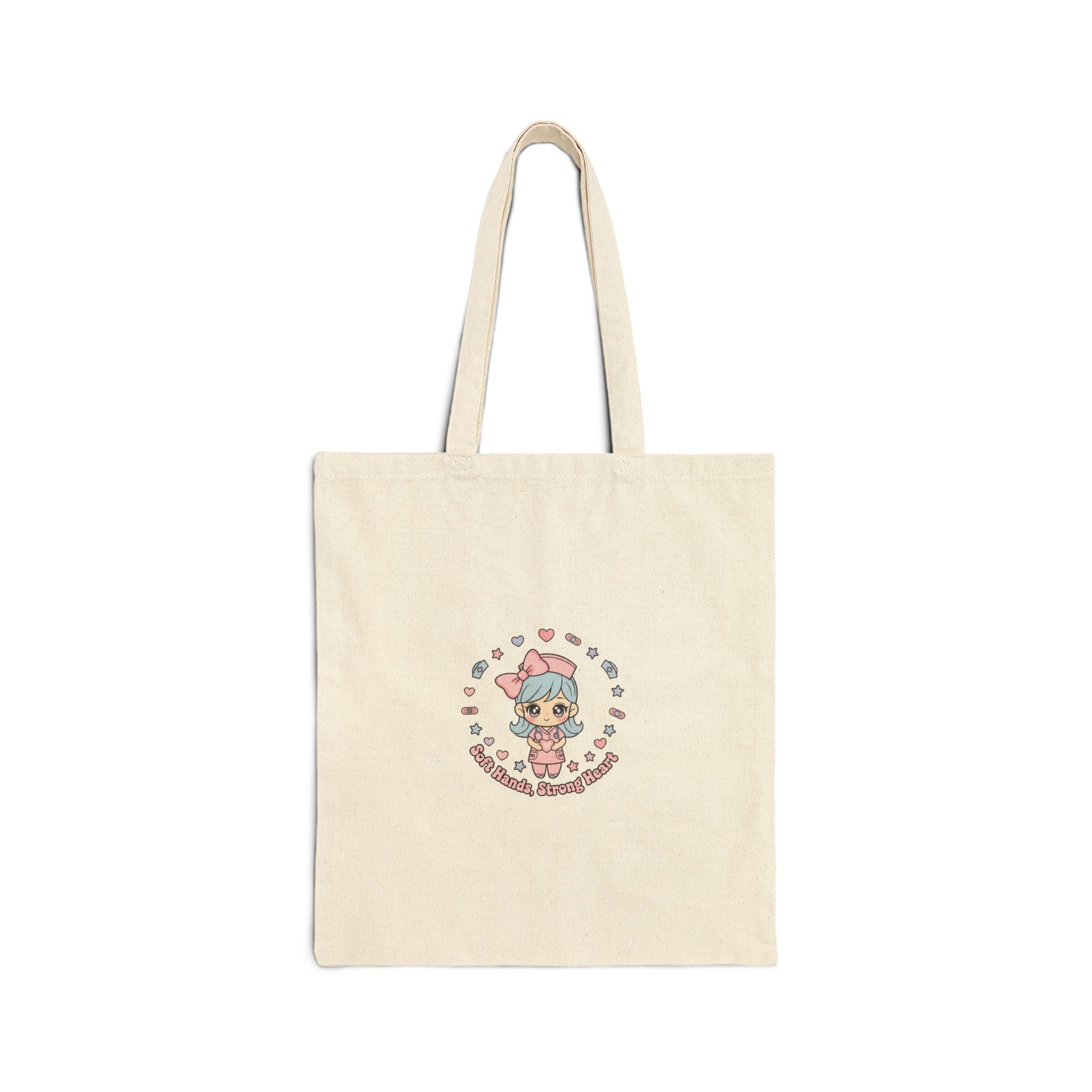 Kawaii Cute Nurse Illustration Tote | pastel healthcare design, coquette medical