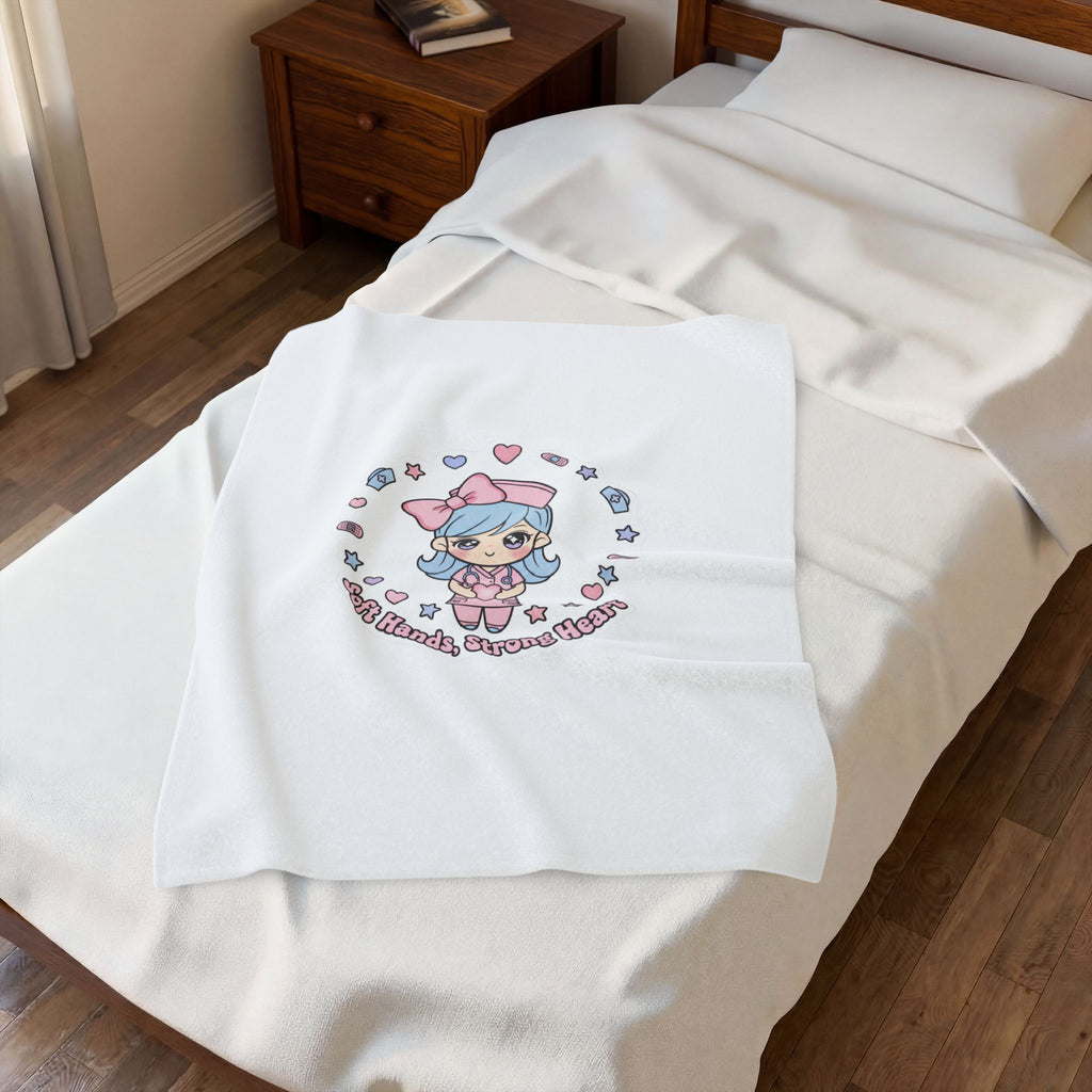 Soft Hands Strong Heart Nurse Blanket | pastel kawaii medical, coquette nurse graphic