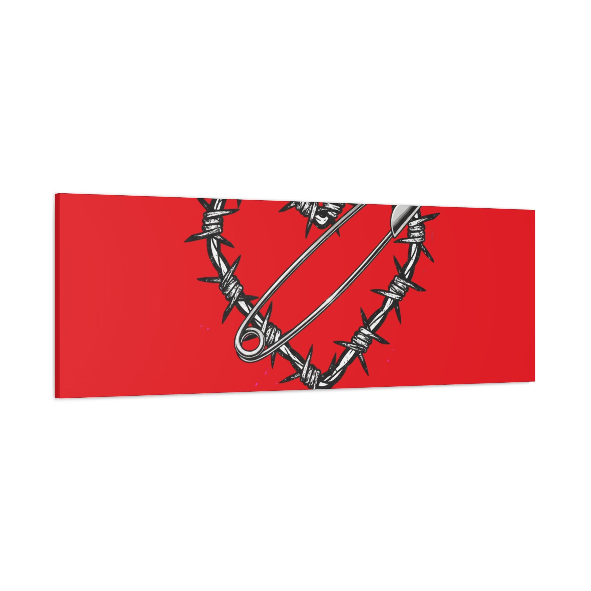 Stay Sharp Barbed Wire Heart Canvas | safety pin art, punk motif