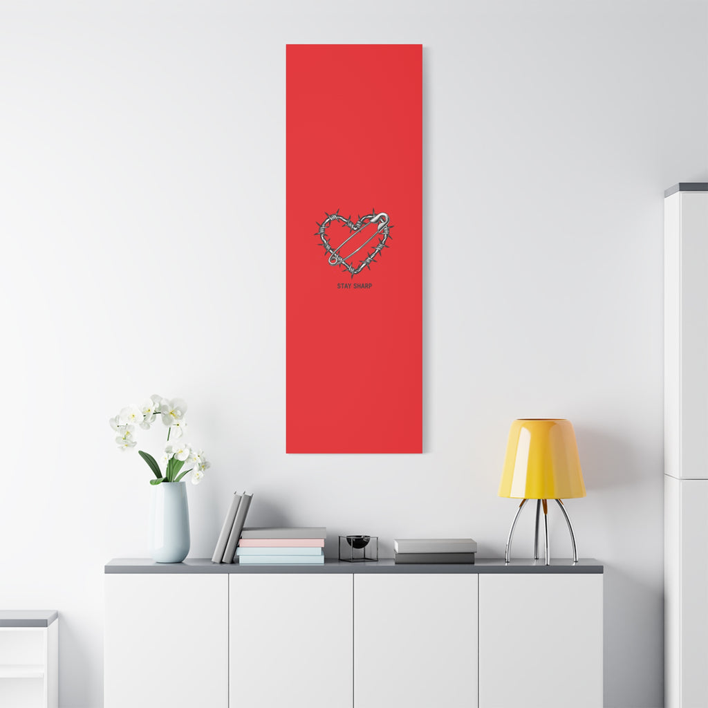 Stay Sharp Barbed Wire Heart Canvas | safety pin art, punk motif