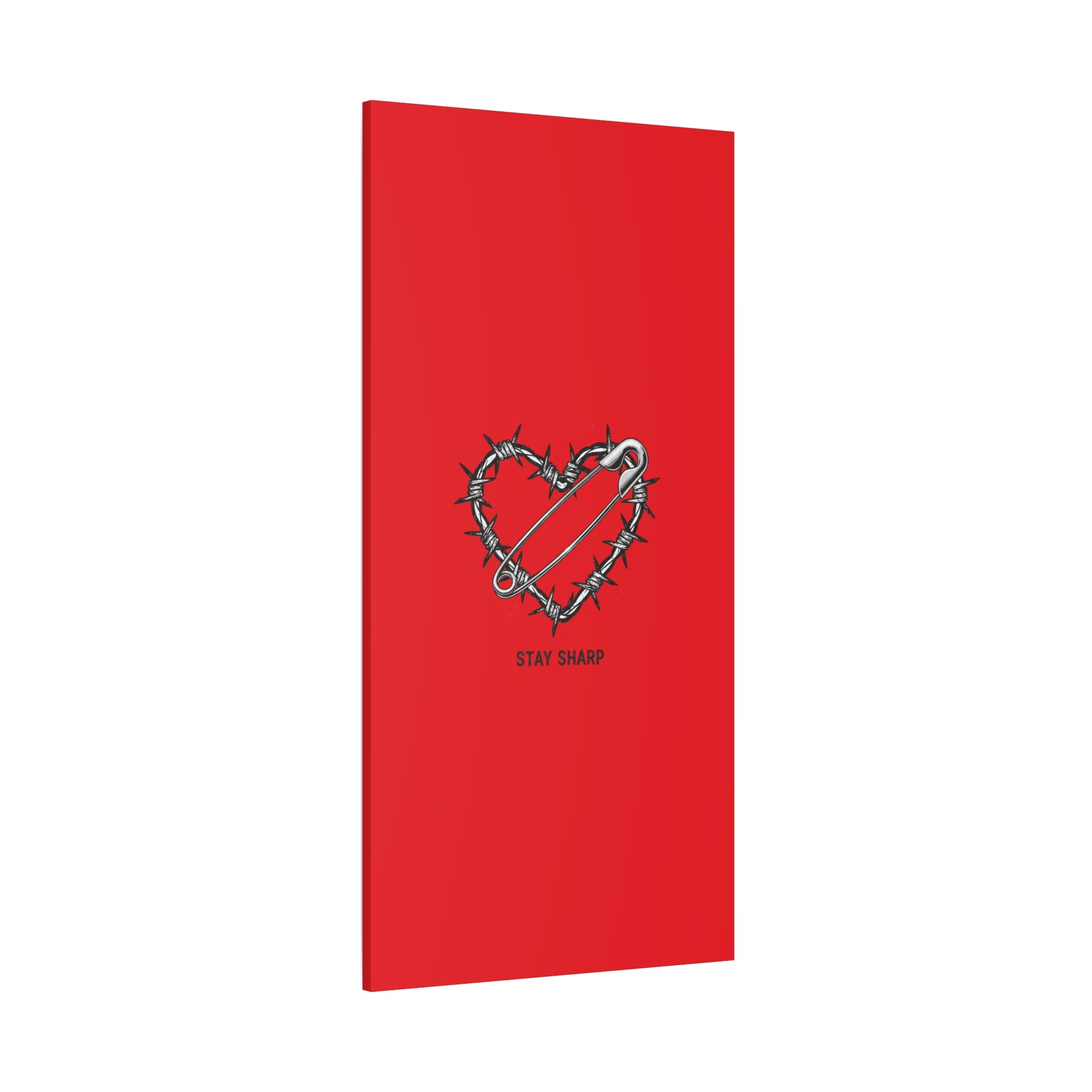 Stay Sharp Barbed Wire Heart Canvas | safety pin art, punk motif