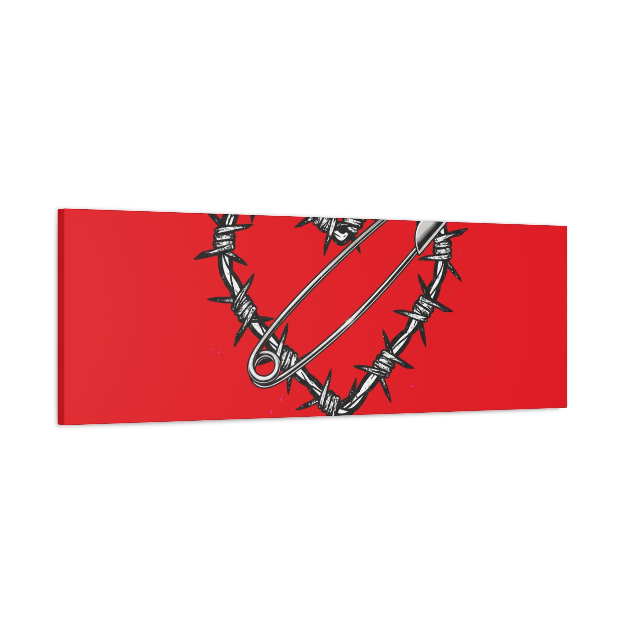 Stay Sharp Barbed Wire Heart Canvas | safety pin art, punk motif