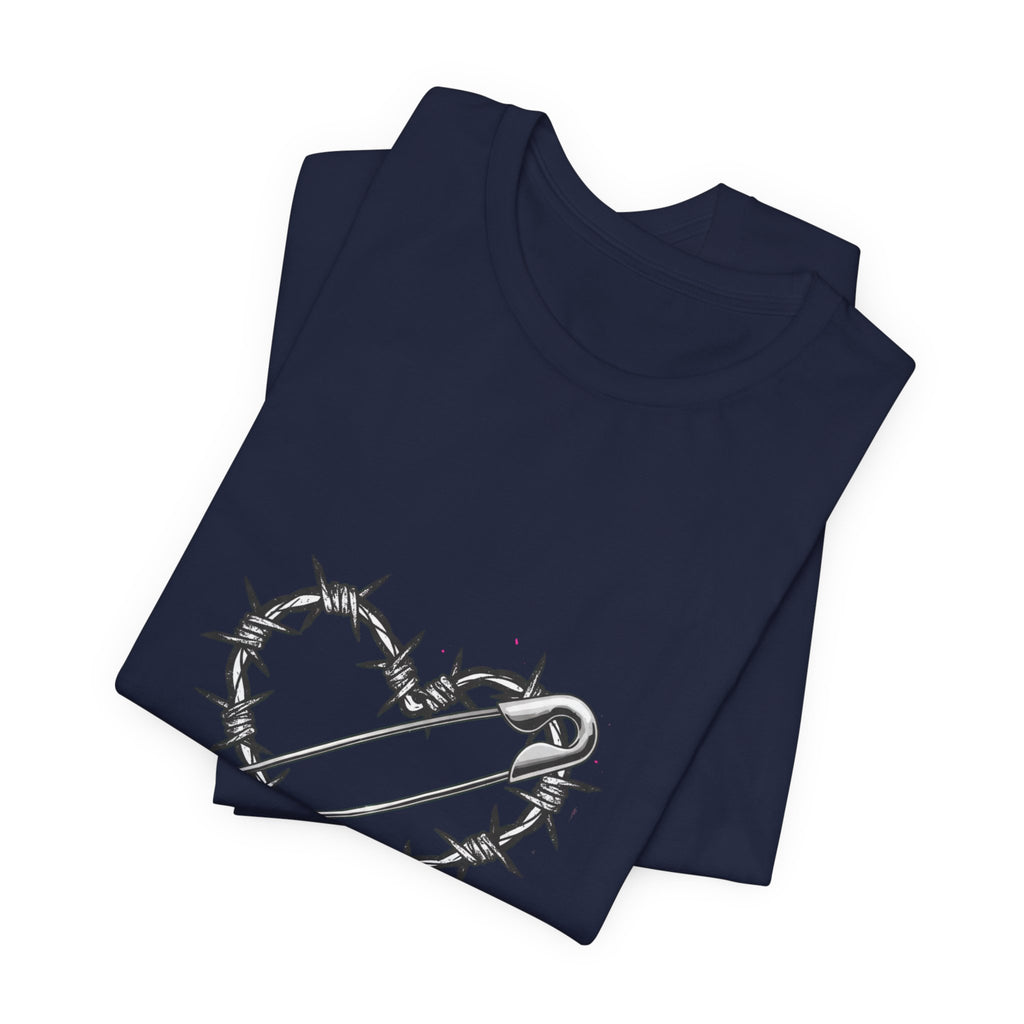 Barbed Wire Heart T-Shirt | safety pin art, punk motif