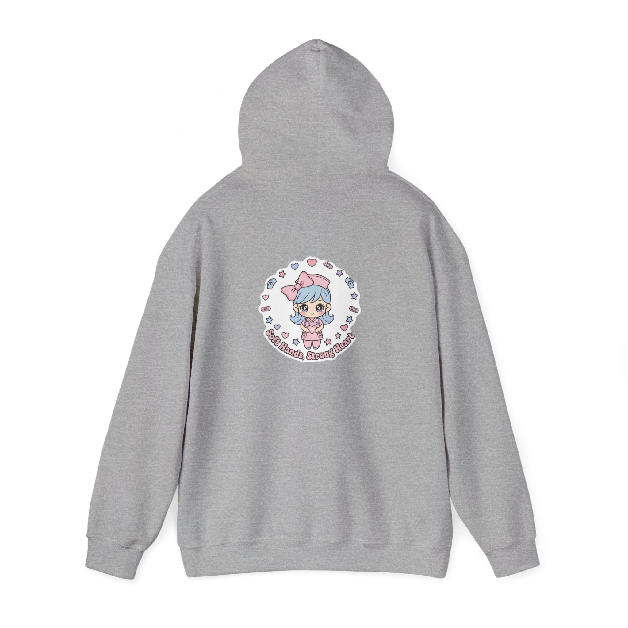 Cute Nurse Graphic Hoodie | pastel coquette medical design, kawaii nurse merch