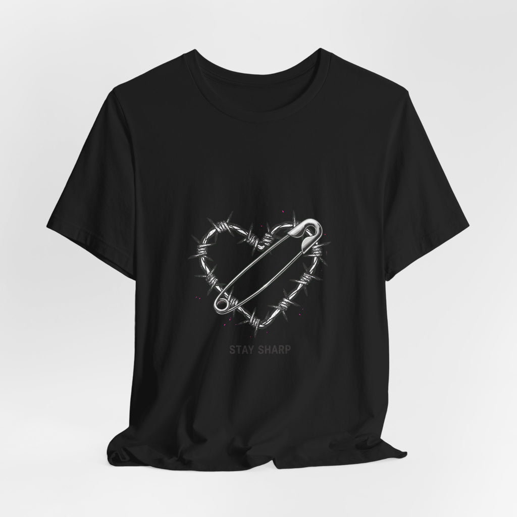 Barbed Wire Heart T-Shirt | safety pin art, punk motif