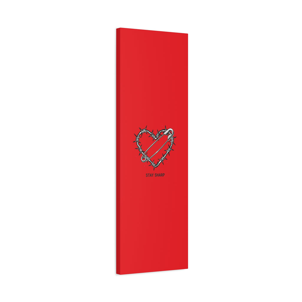 Stay Sharp Barbed Wire Heart Canvas | safety pin art, punk motif