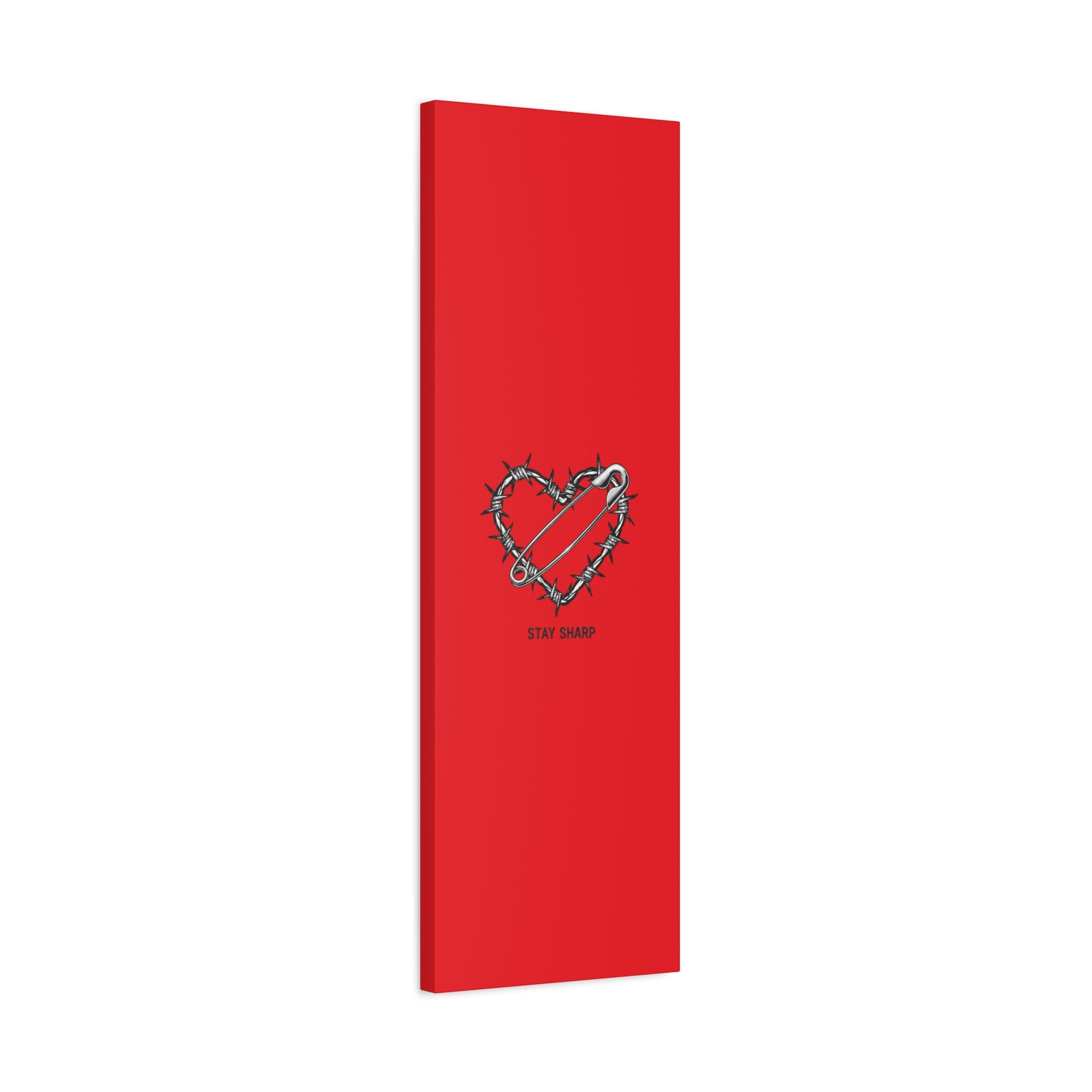 Stay Sharp Barbed Wire Heart Canvas | safety pin art, punk motif