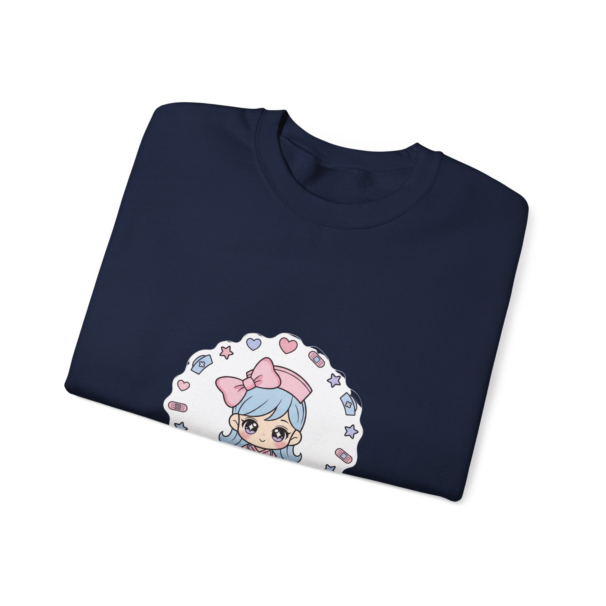 Cute Nurse Kawaii Crewneck Sweatshirt | Pastel Coquette Medical, Puff-Print