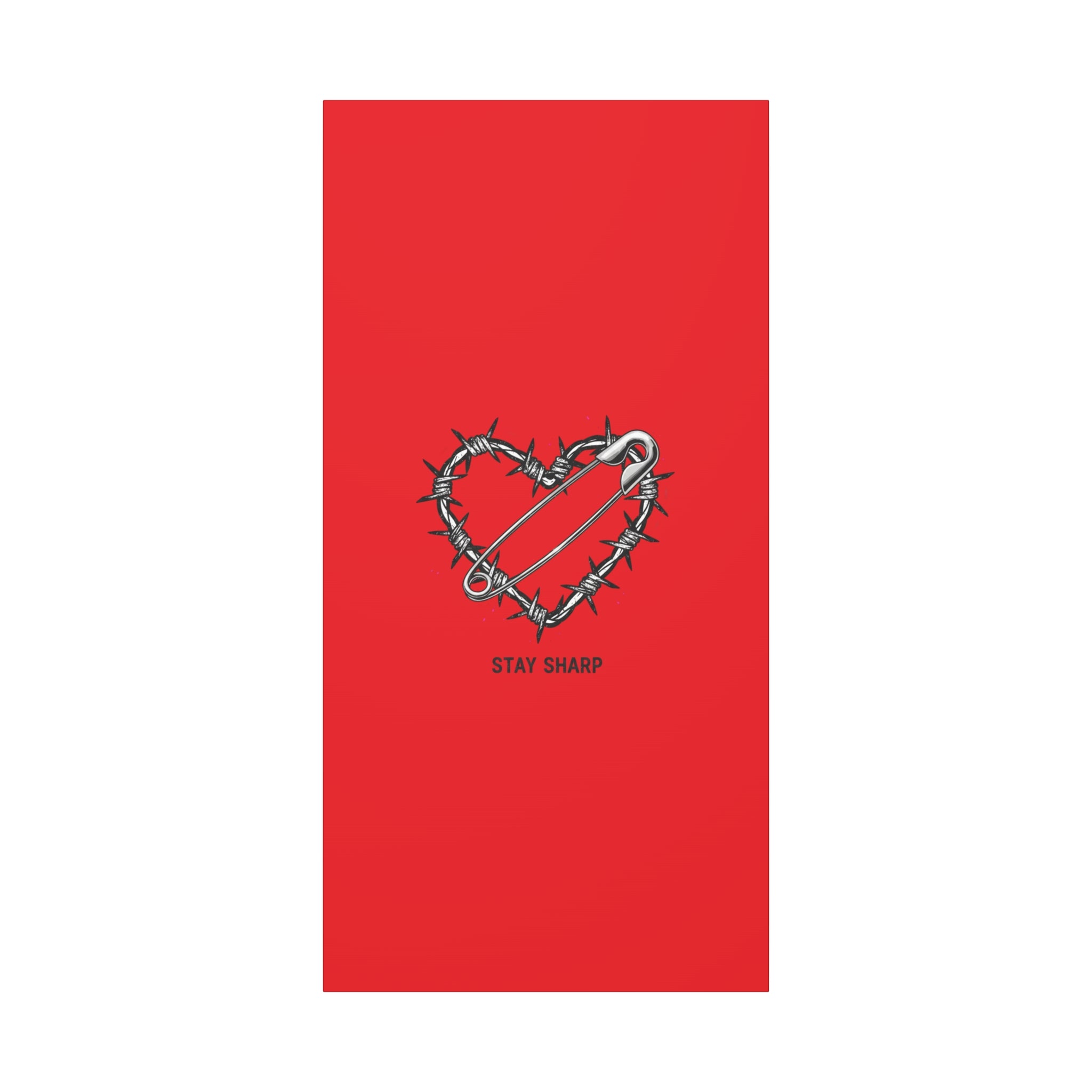 Stay Sharp Barbed Wire Heart Canvas | safety pin art, punk motif