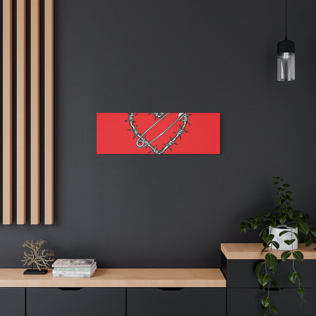 Stay Sharp Barbed Wire Heart Canvas | safety pin art, punk motif