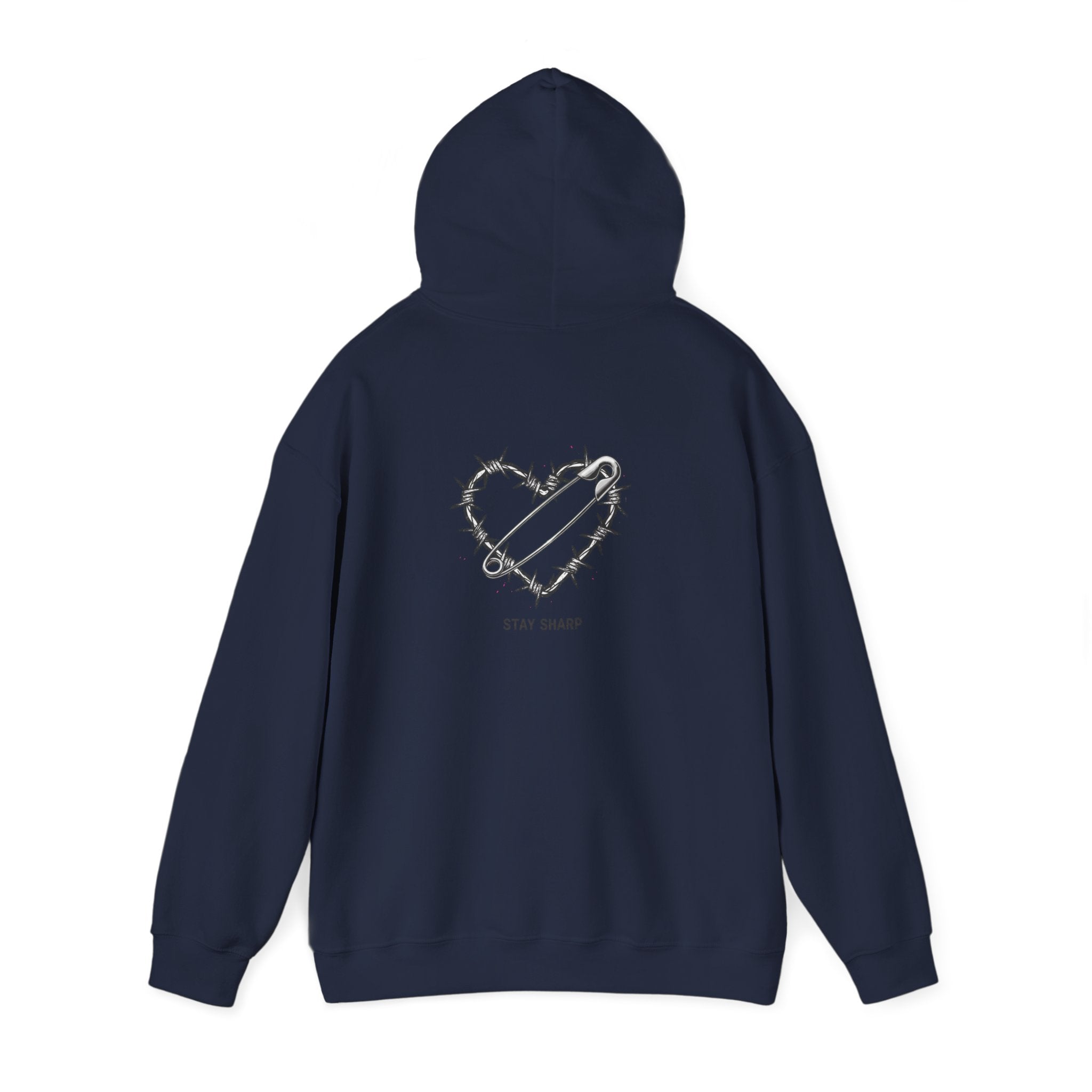 Barbed Wire Heart Hoodie | punk motif, safety pin art