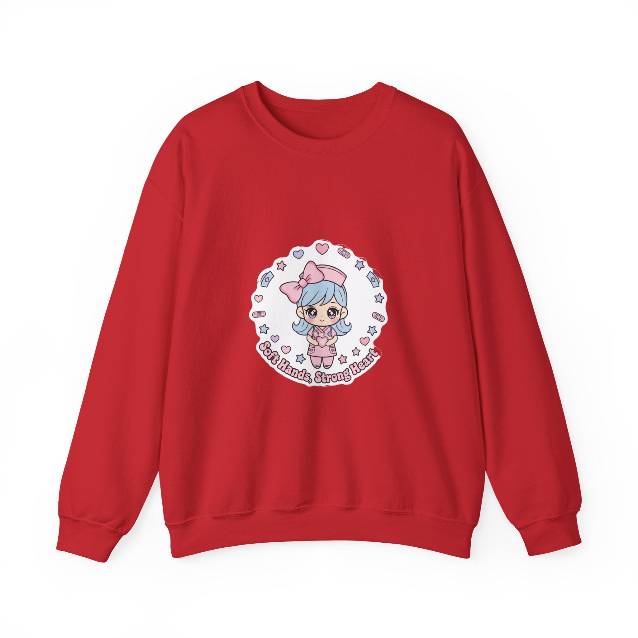 Cute Nurse Kawaii Crewneck Sweatshirt | Pastel Coquette Medical, Puff-Print