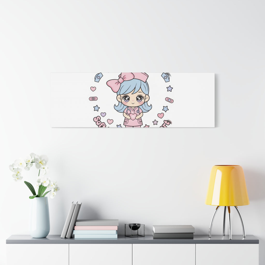 Cute Nurse Kawaii Graphic Canvas | Pastel Coquette Medical Art
