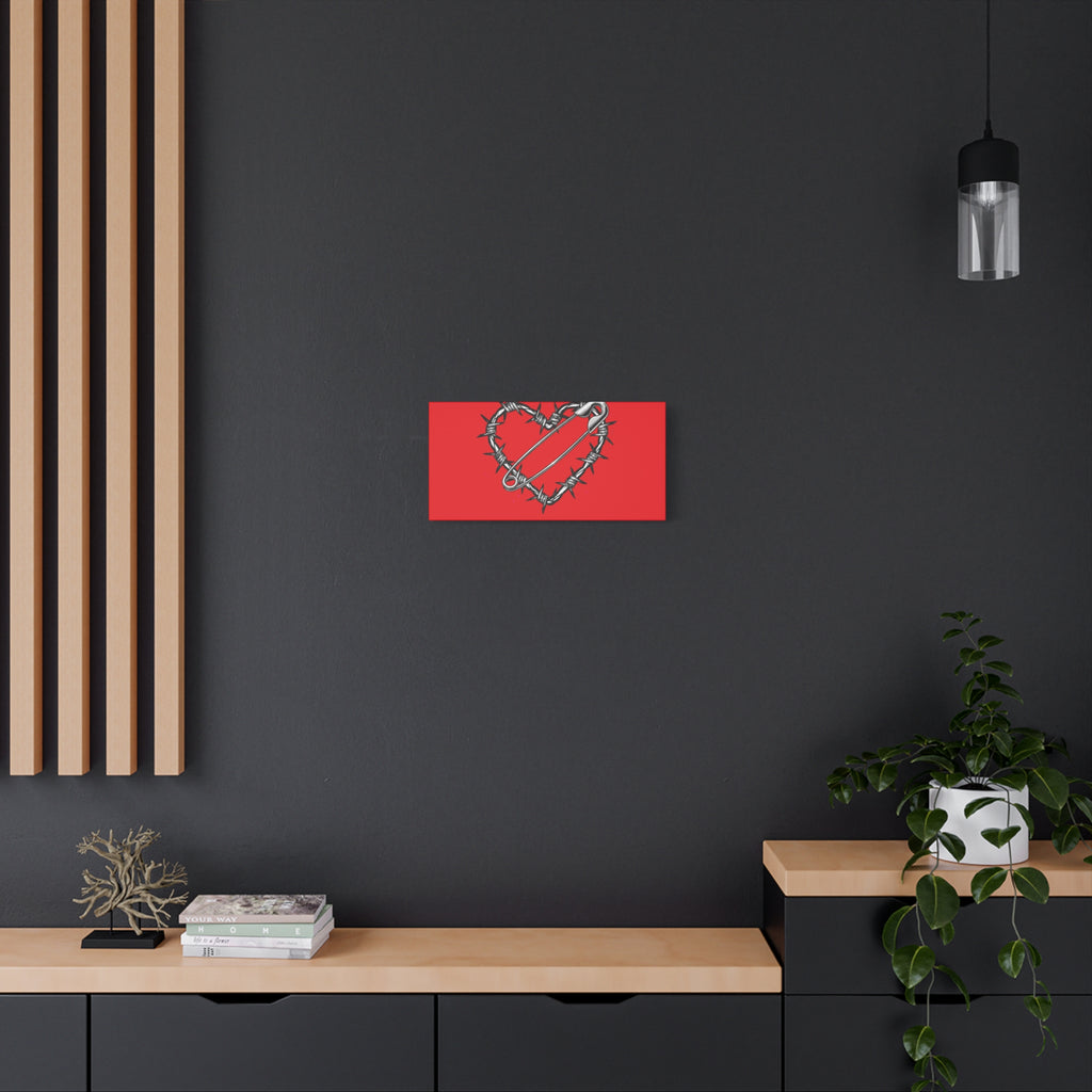 Stay Sharp Barbed Wire Heart Canvas | safety pin art, punk motif
