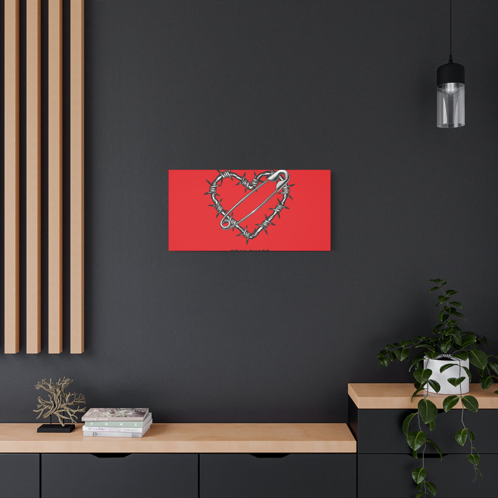 Stay Sharp Barbed Wire Heart Canvas | safety pin art, punk motif