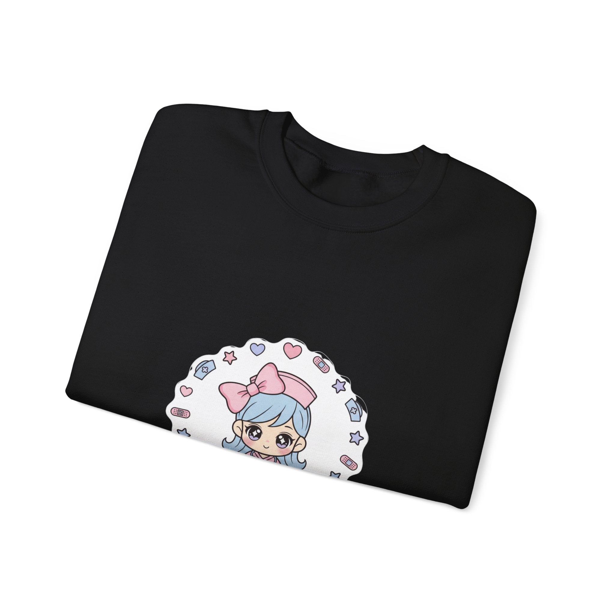 Cute Nurse Kawaii Crewneck Sweatshirt | Pastel Coquette Medical, Puff-Print