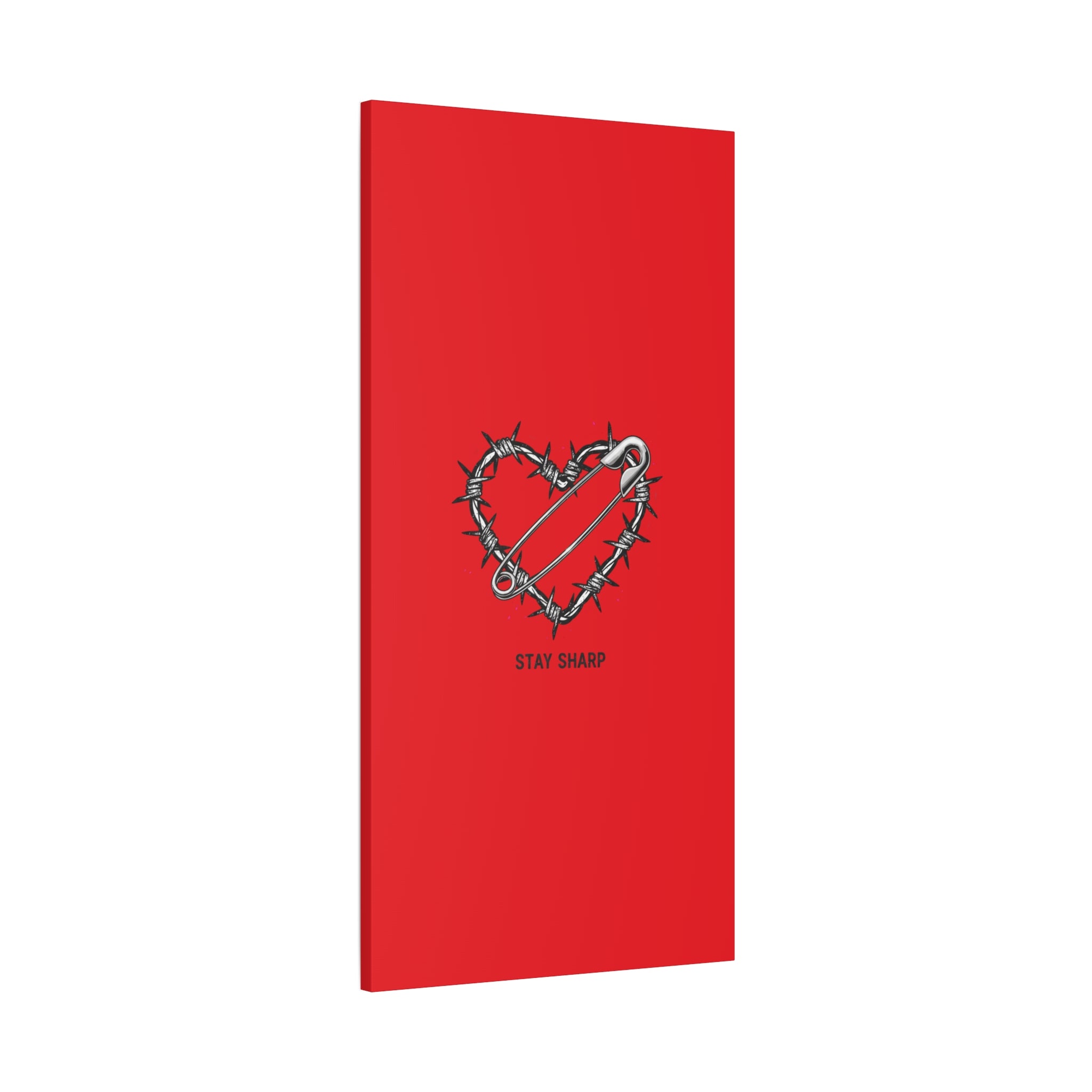 Stay Sharp Barbed Wire Heart Canvas | safety pin art, punk motif