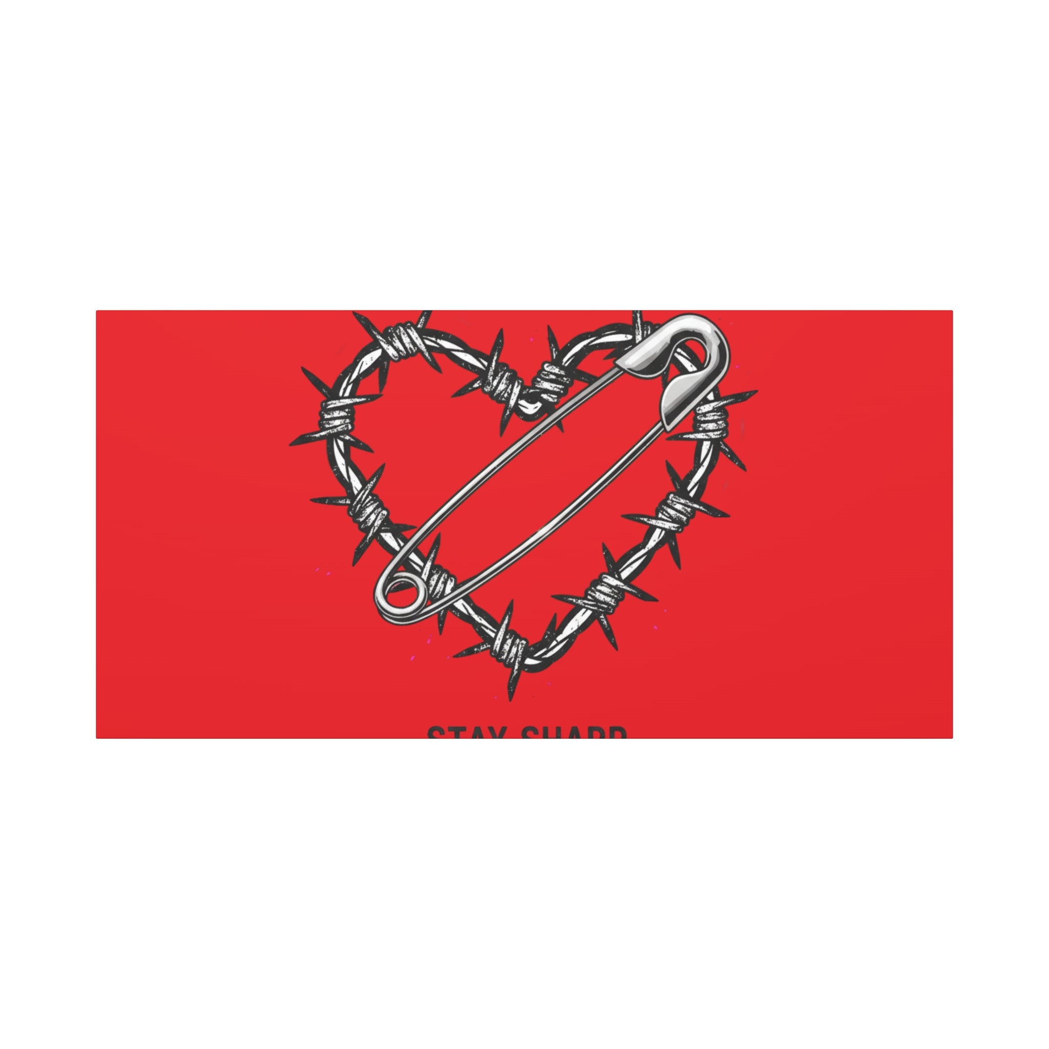 Stay Sharp Barbed Wire Heart Canvas | safety pin art, punk motif