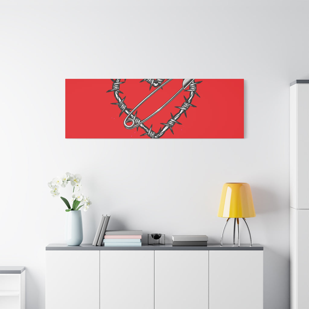 Stay Sharp Barbed Wire Heart Canvas | safety pin art, punk motif