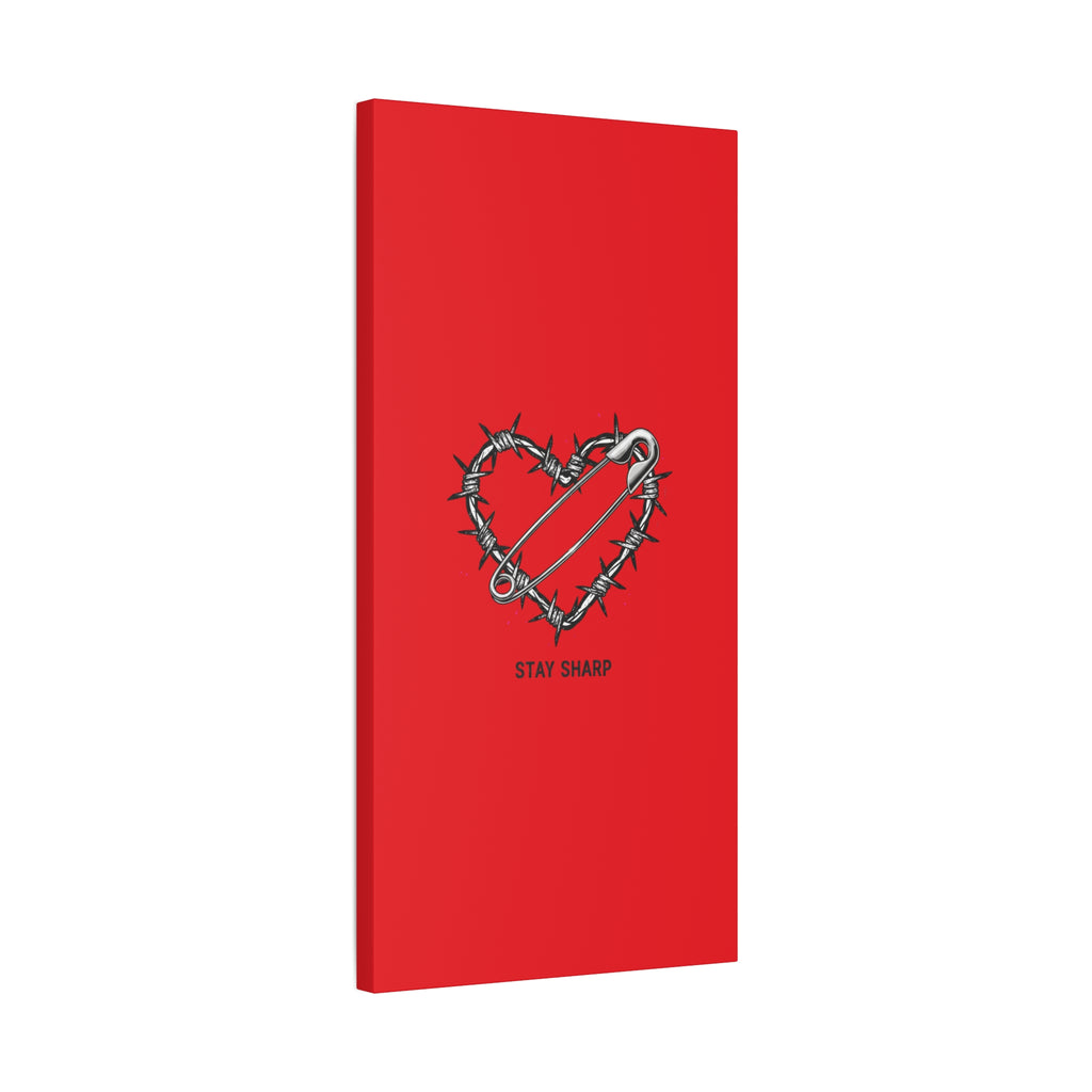 Stay Sharp Barbed Wire Heart Canvas | safety pin art, punk motif