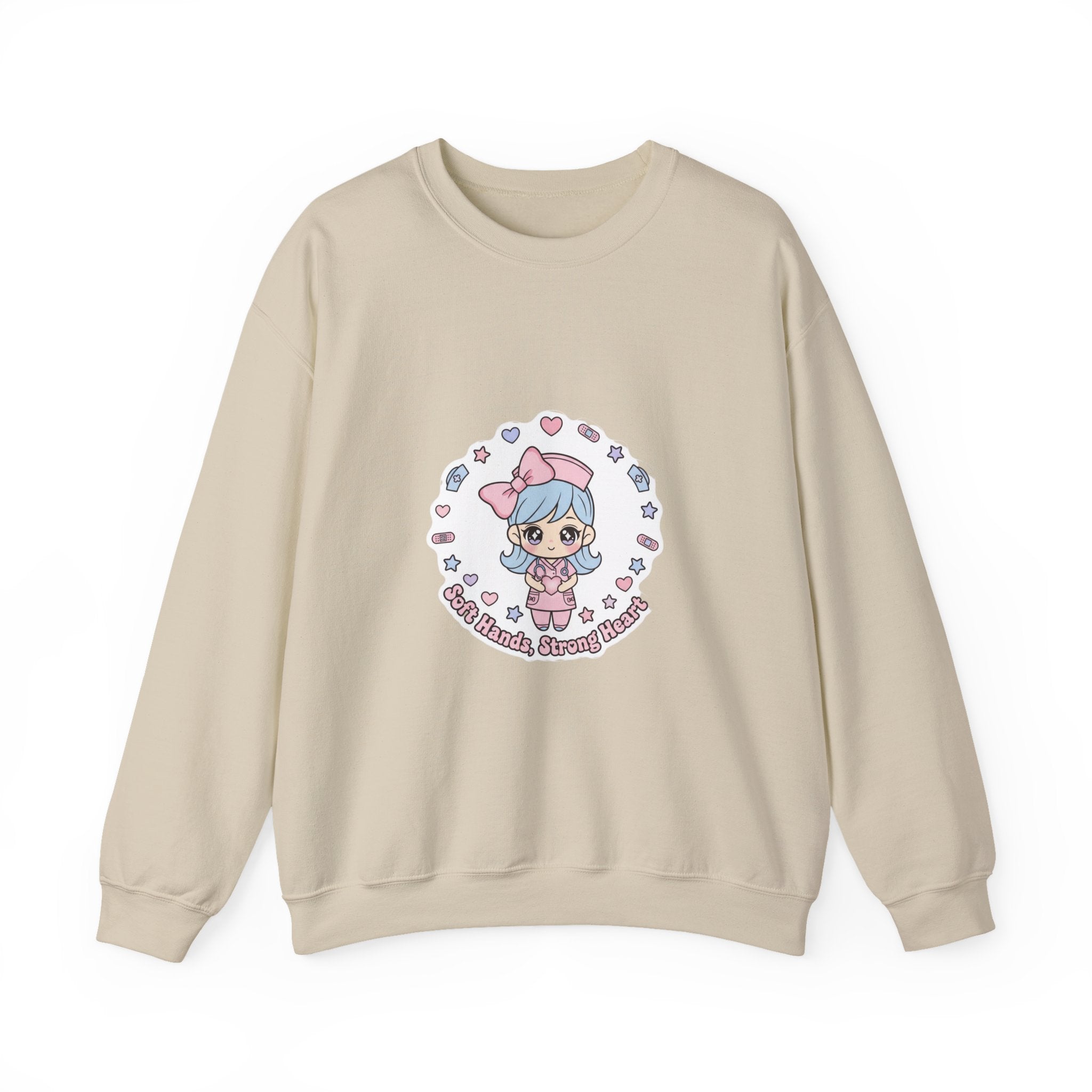 Cute Nurse Kawaii Crewneck Sweatshirt | Pastel Coquette Medical, Puff-Print
