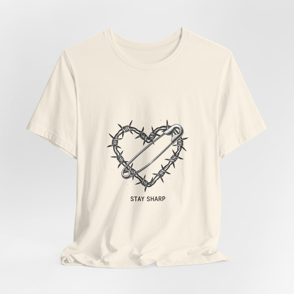 Barbed Wire Heart T-Shirt | safety pin art, punk motif